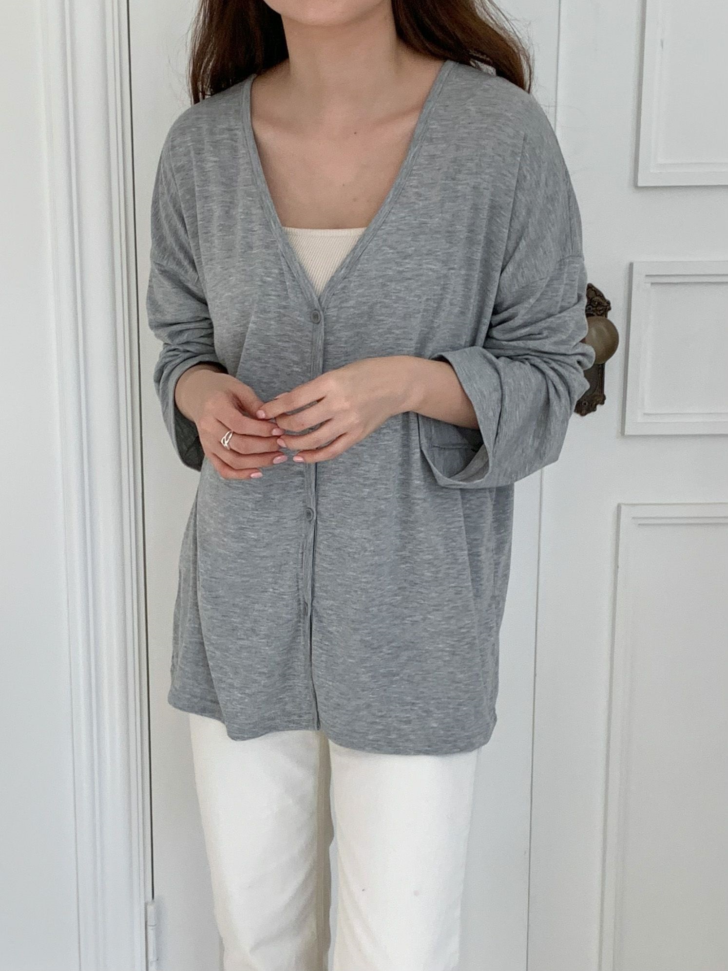 Vネックルーズカーディガン | 詳細画像3