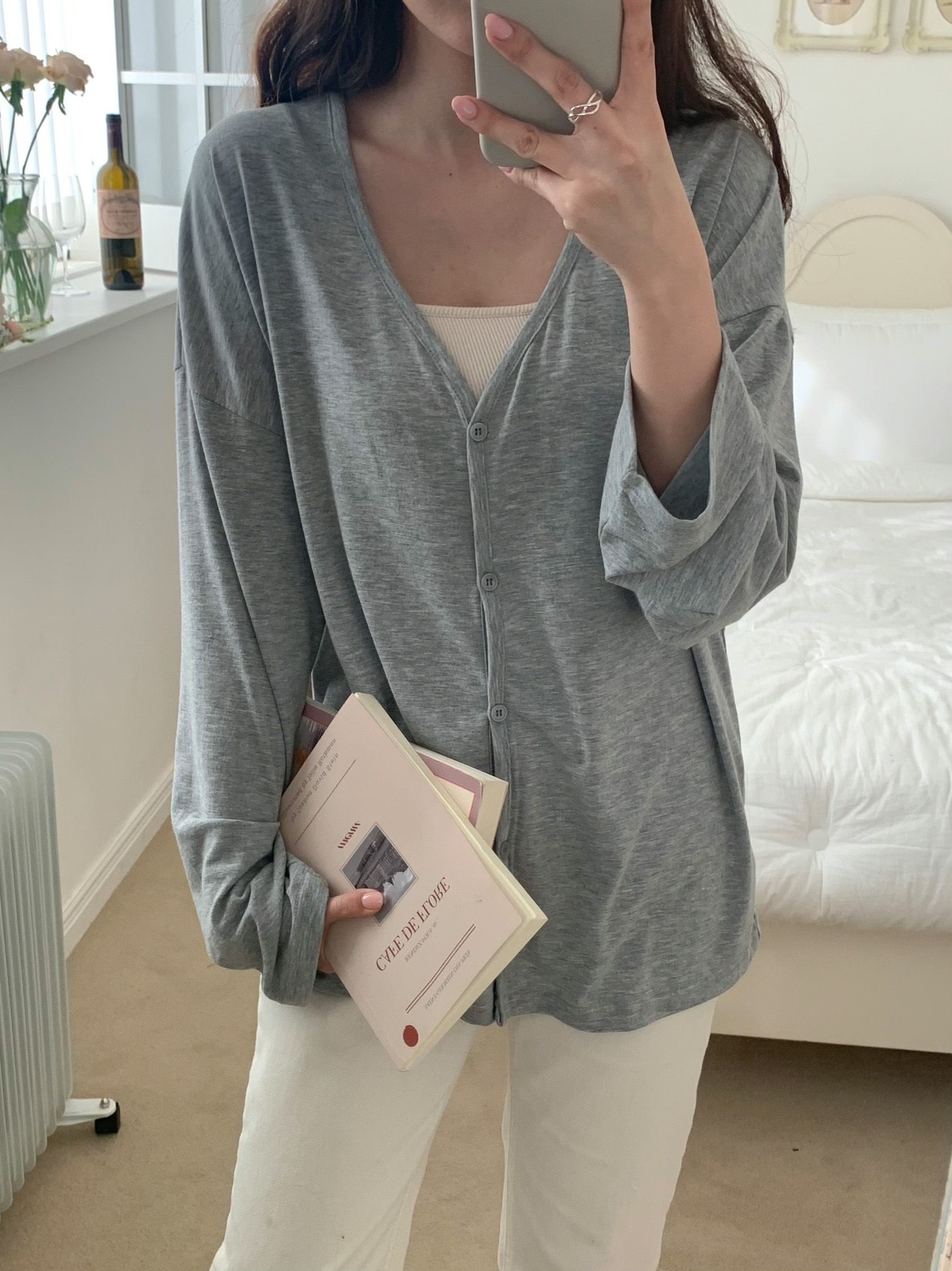 Vネックルーズカーディガン | 詳細画像12