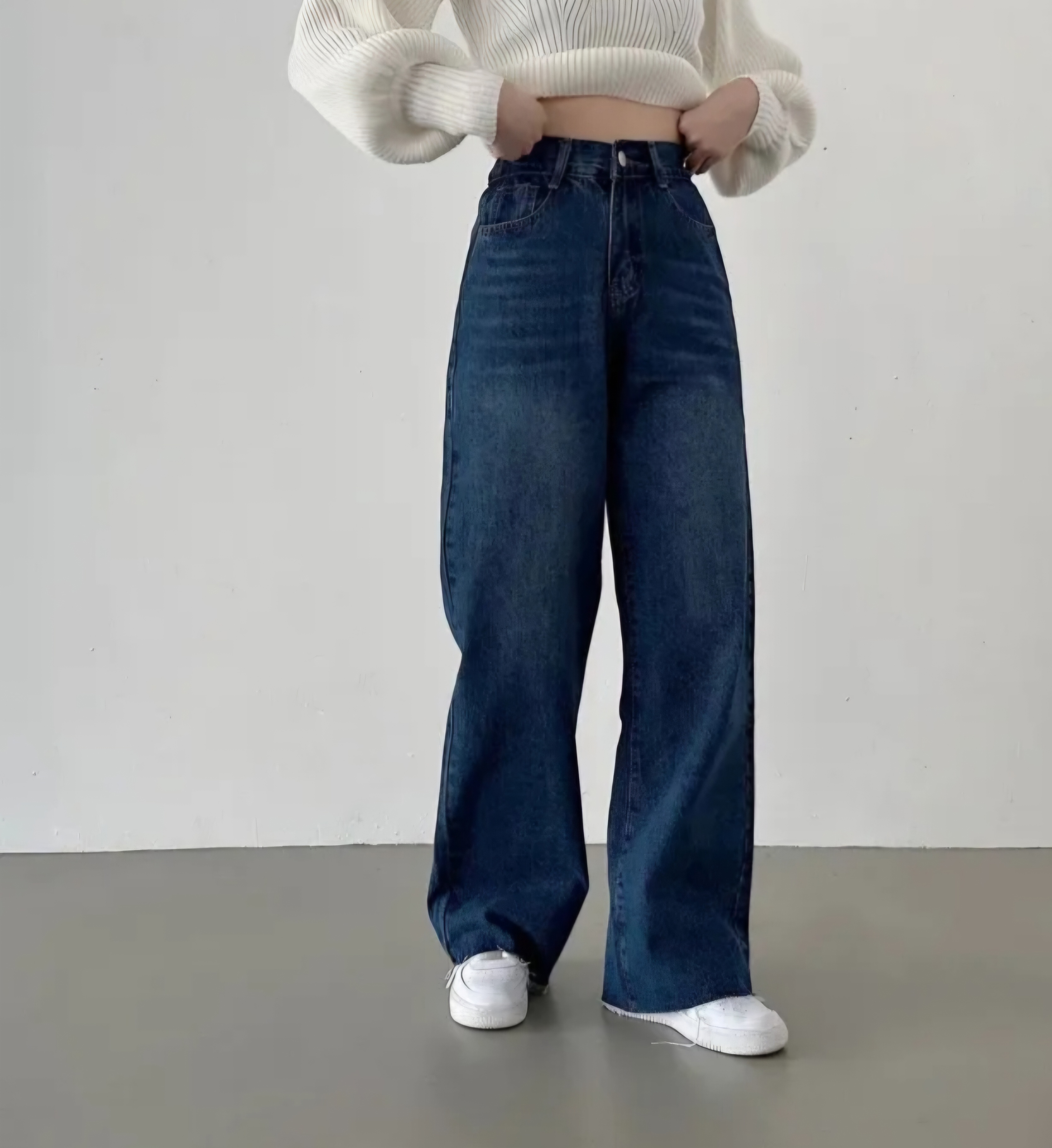 裏起毛バックゴムワイドデニムパンツ | 詳細画像3