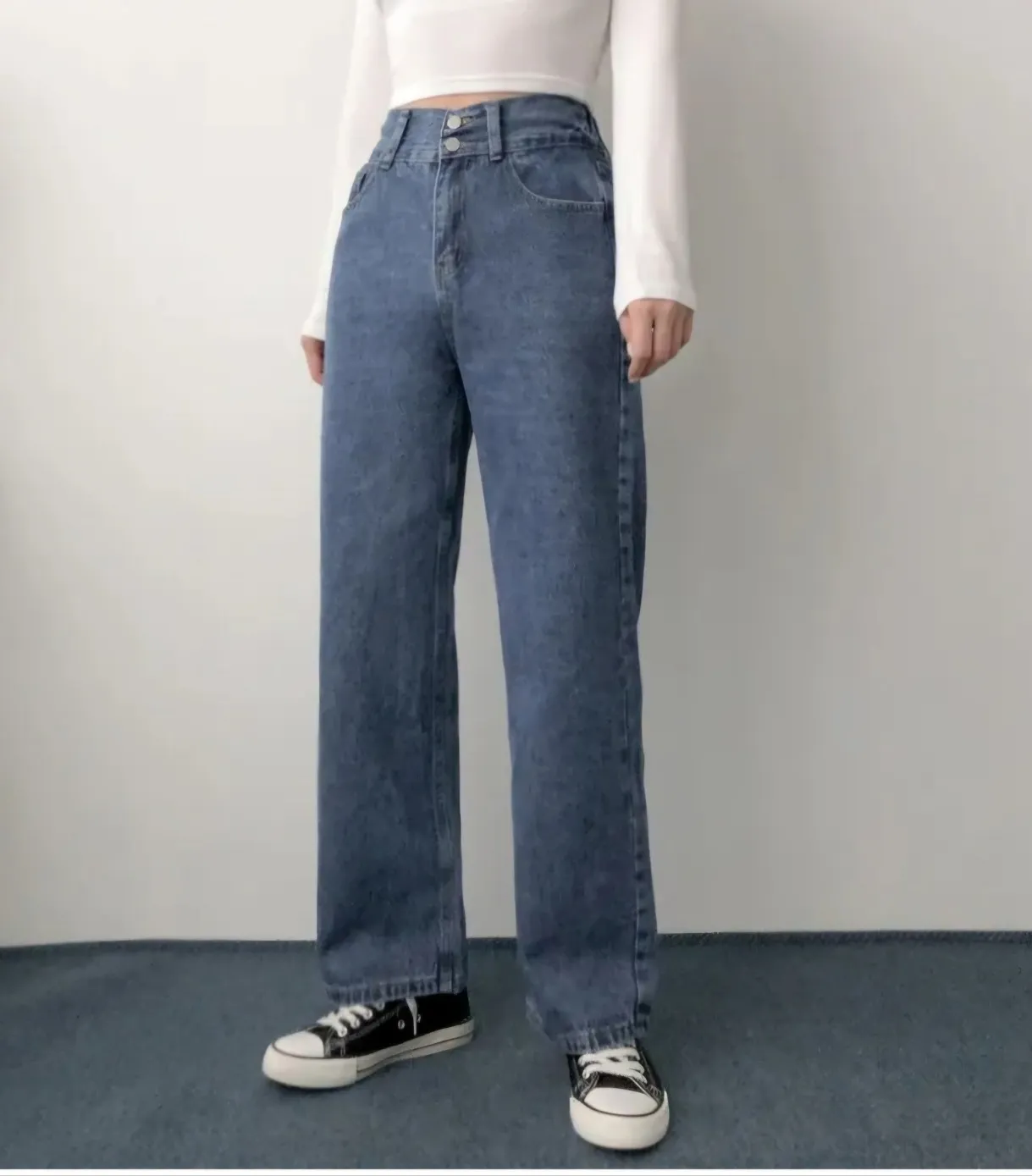 裏起毛バックゴムツーボタンデニムパンツ | 詳細画像1
