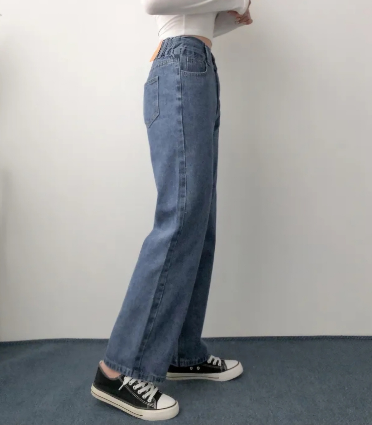裏起毛バックゴムツーボタンデニムパンツ | 詳細画像4