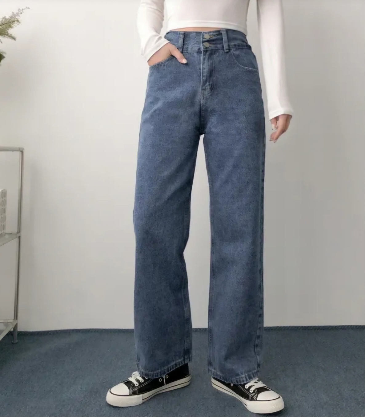 裏起毛バックゴムツーボタンデニムパンツ | 詳細画像6
