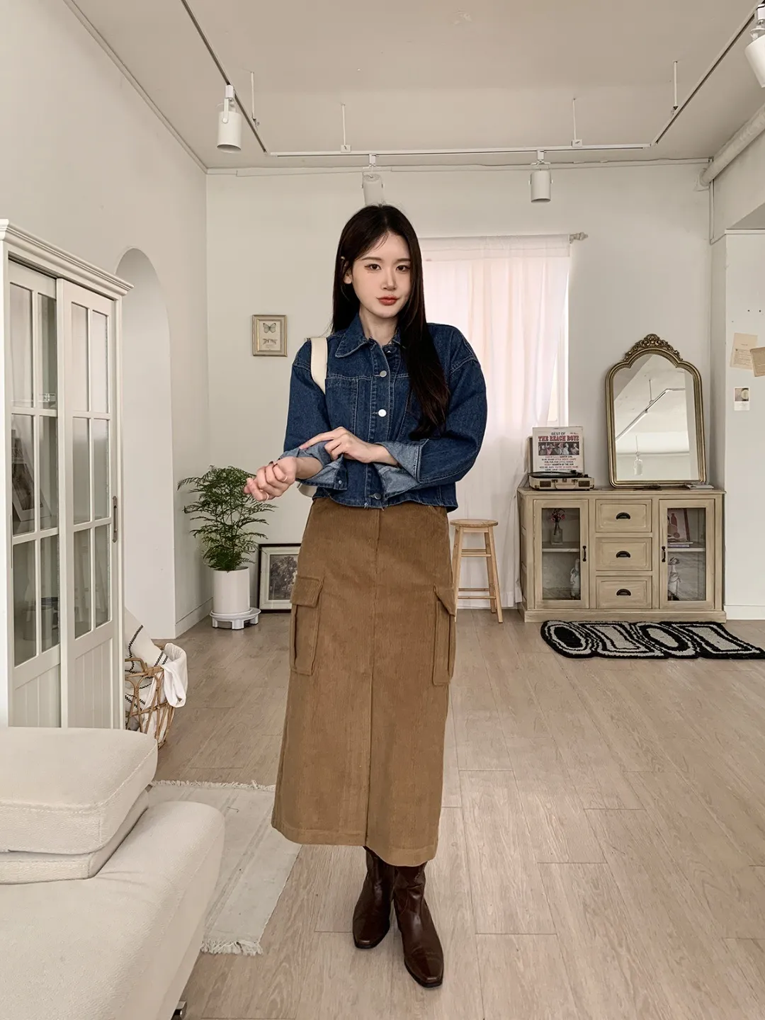 バックゴムコーデュロイカーゴロングスカート | 詳細画像1