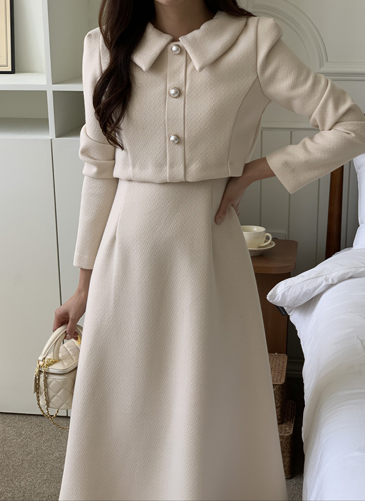 エコパールカラーAラインツイードワンピース | レディースファッション