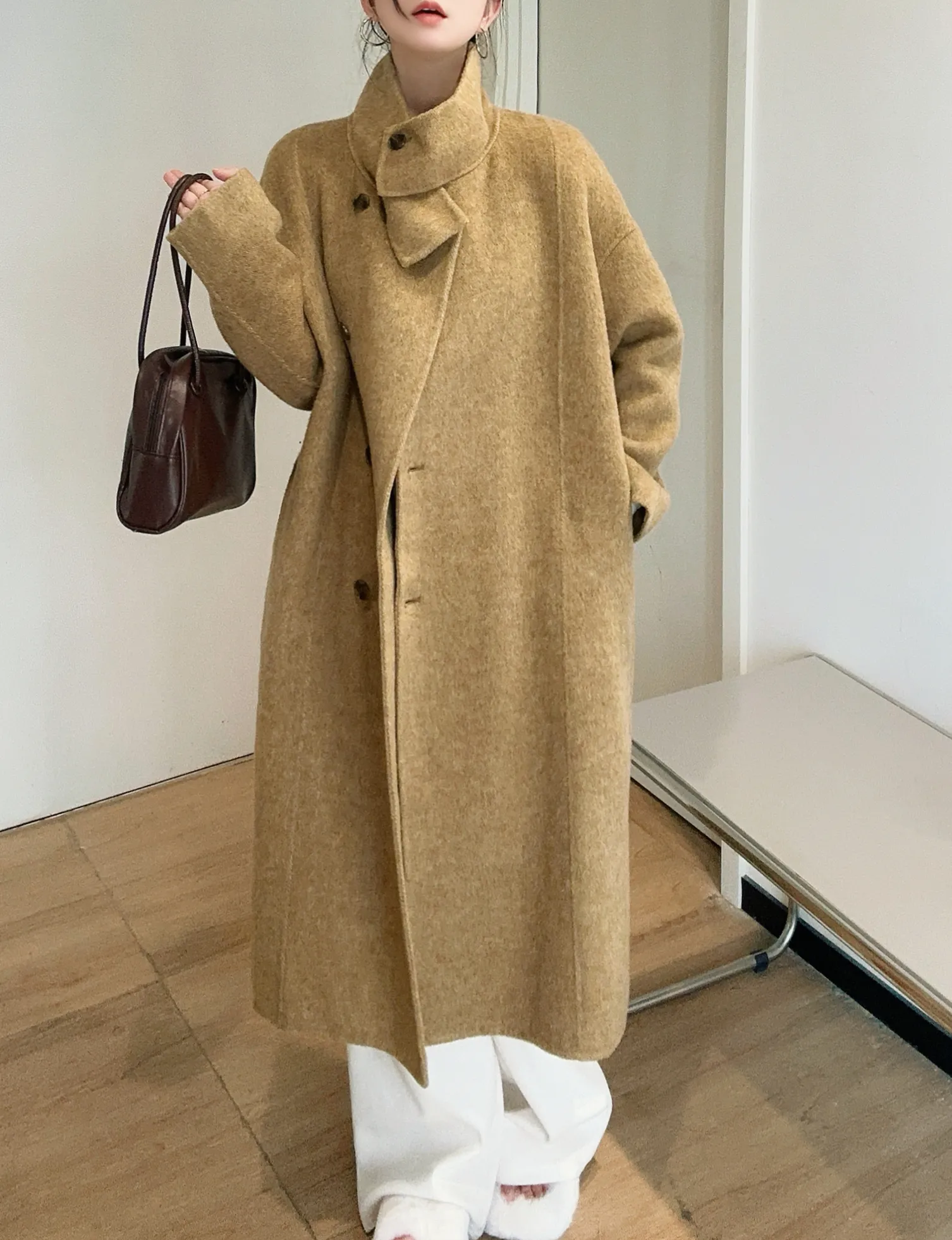 ウール混ハイネックロングコート | レディースファッション通販 - DHOLIC