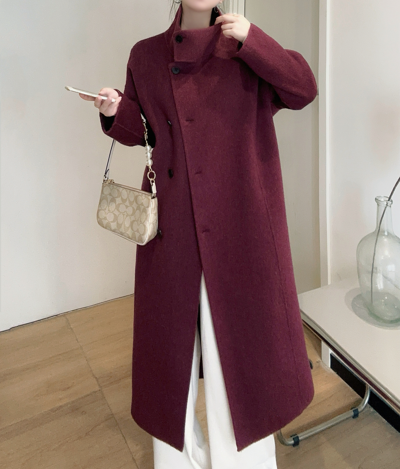 ウール混ハイネックロングコート | レディースファッション通販 - DHOLIC