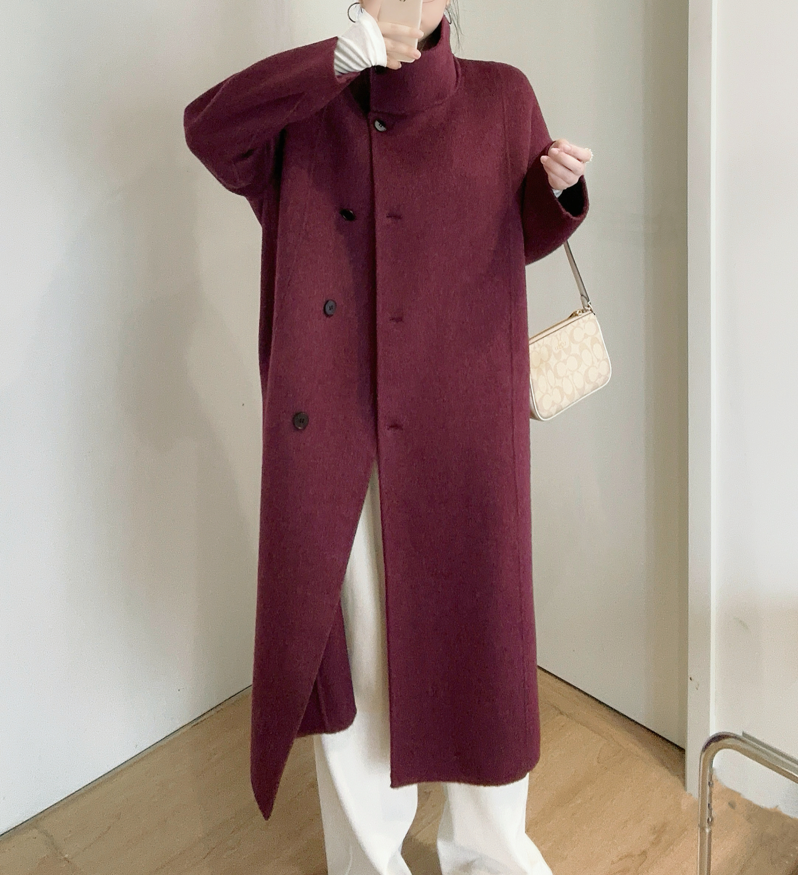 ウール混ハイネックロングコート | レディースファッション通販 - DHOLIC