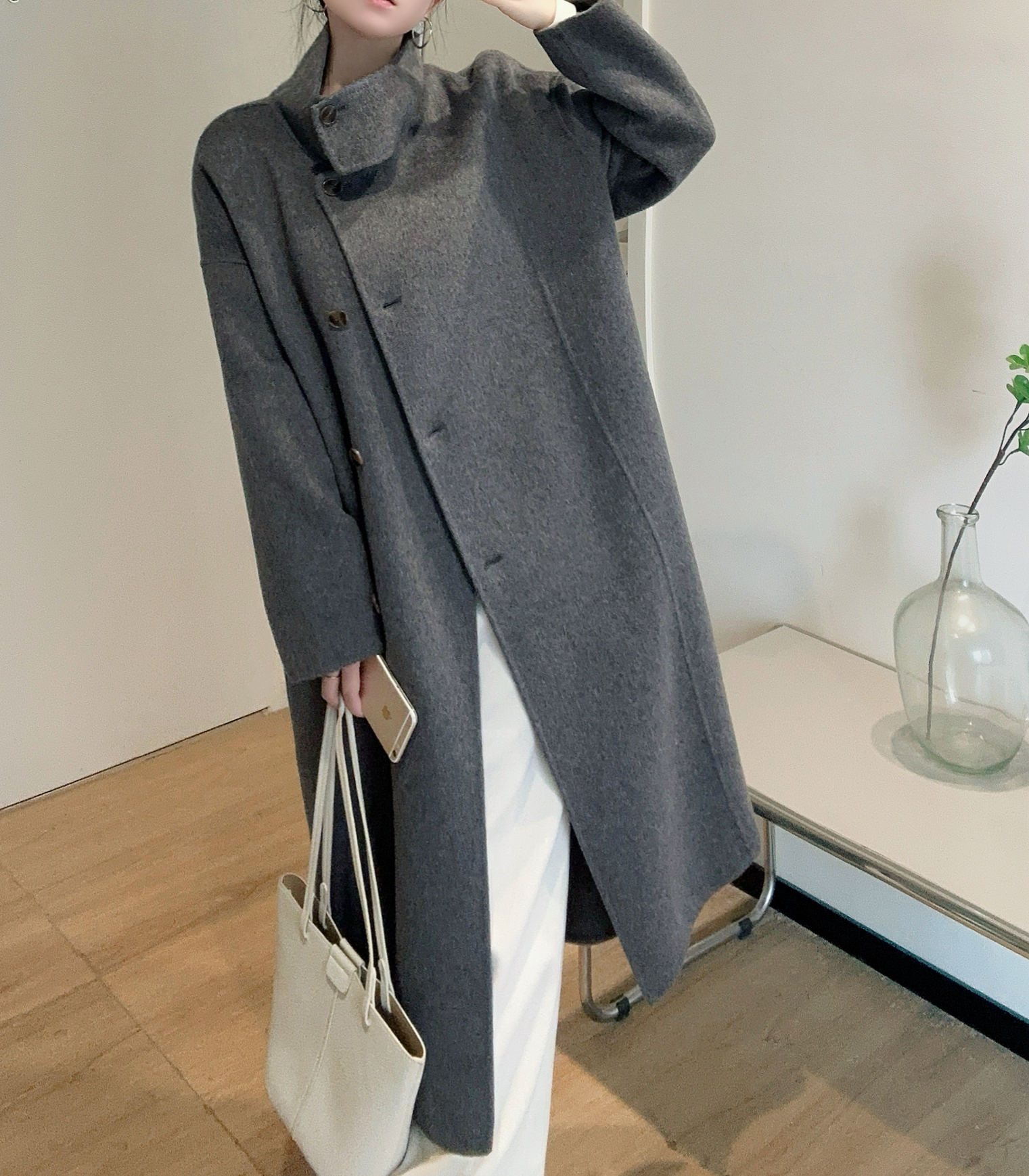 ウール混ハイネックロングコート | レディースファッション通販 - DHOLIC