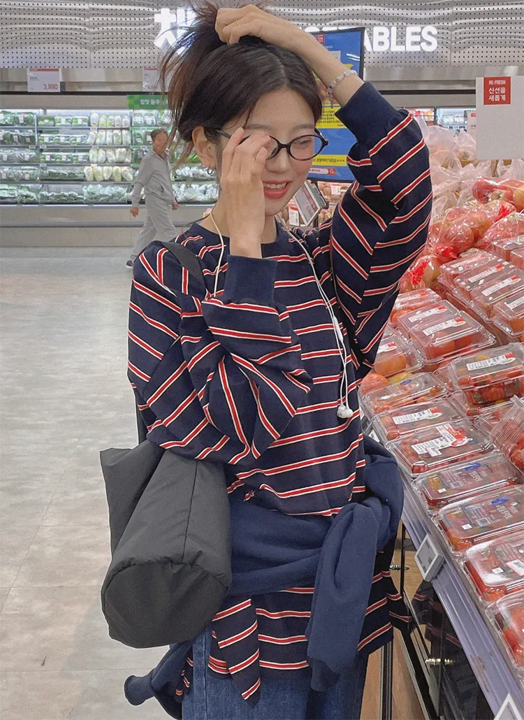 ボクシーボーダー長袖Tシャツ | naturalmind | 詳細画像1