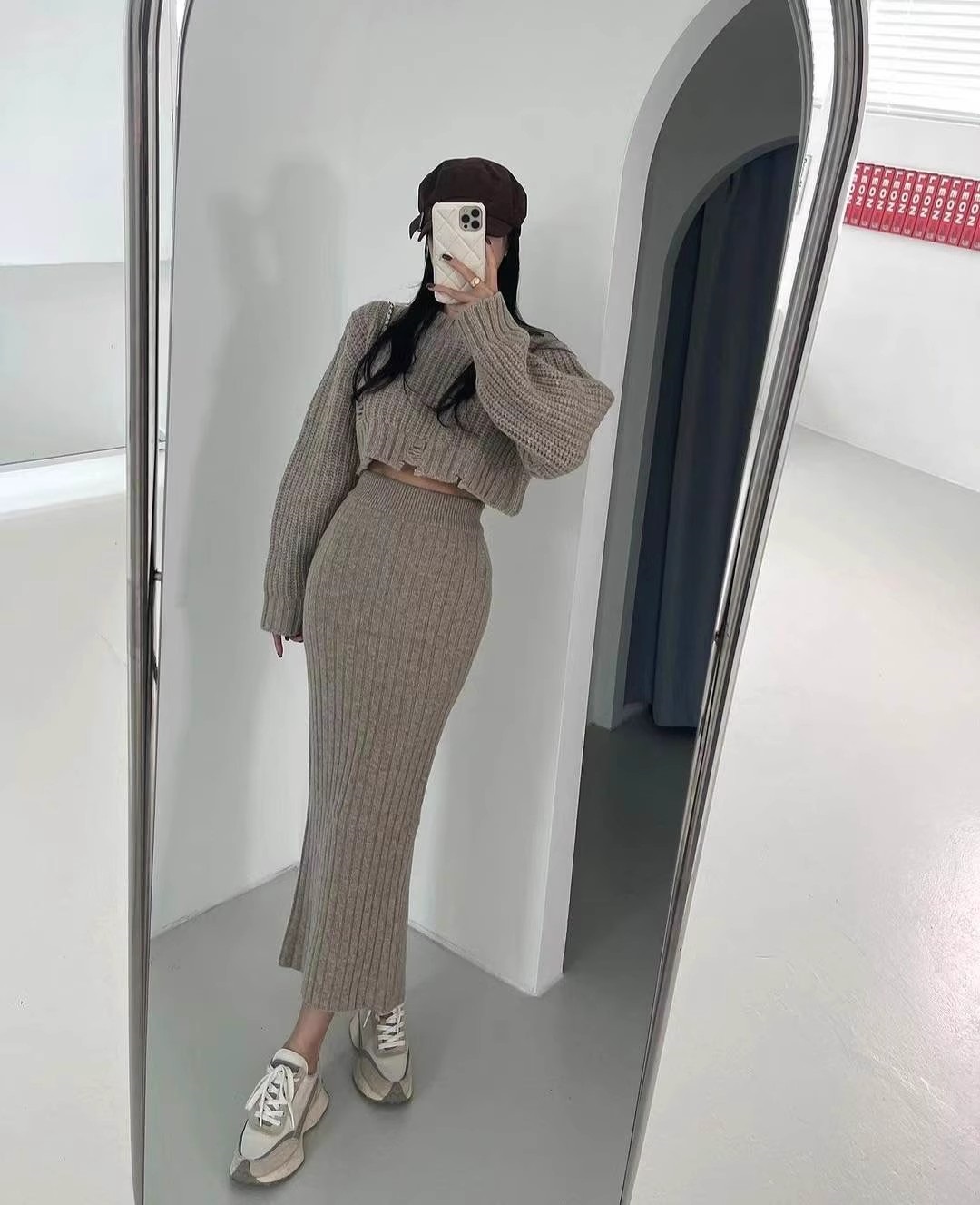 ダメージクロップドニット&スリットリブスカートSET | 詳細画像4