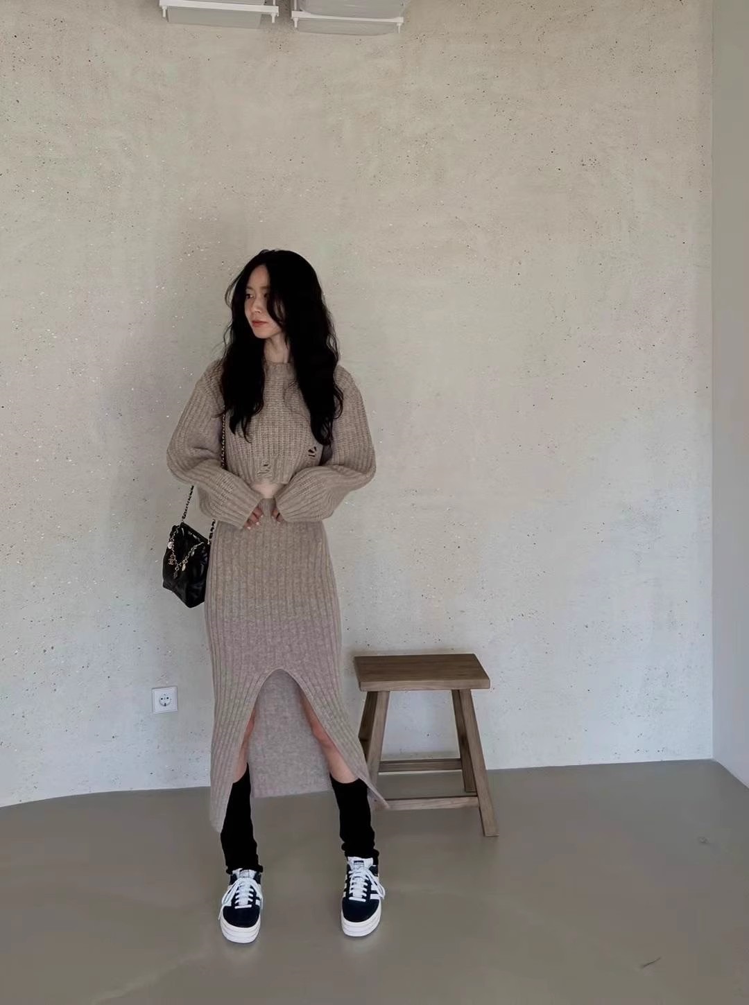 ダメージクロップドニット&スリットリブスカートSET | 詳細画像6