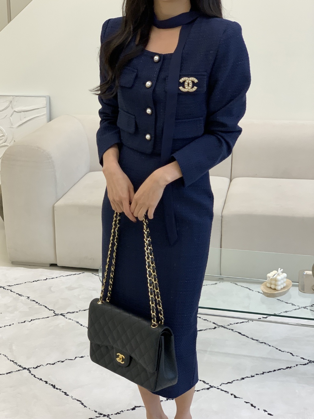 スカーフスクエアツイードジャケット&ダーツスリットスカートSET | 詳細画像2