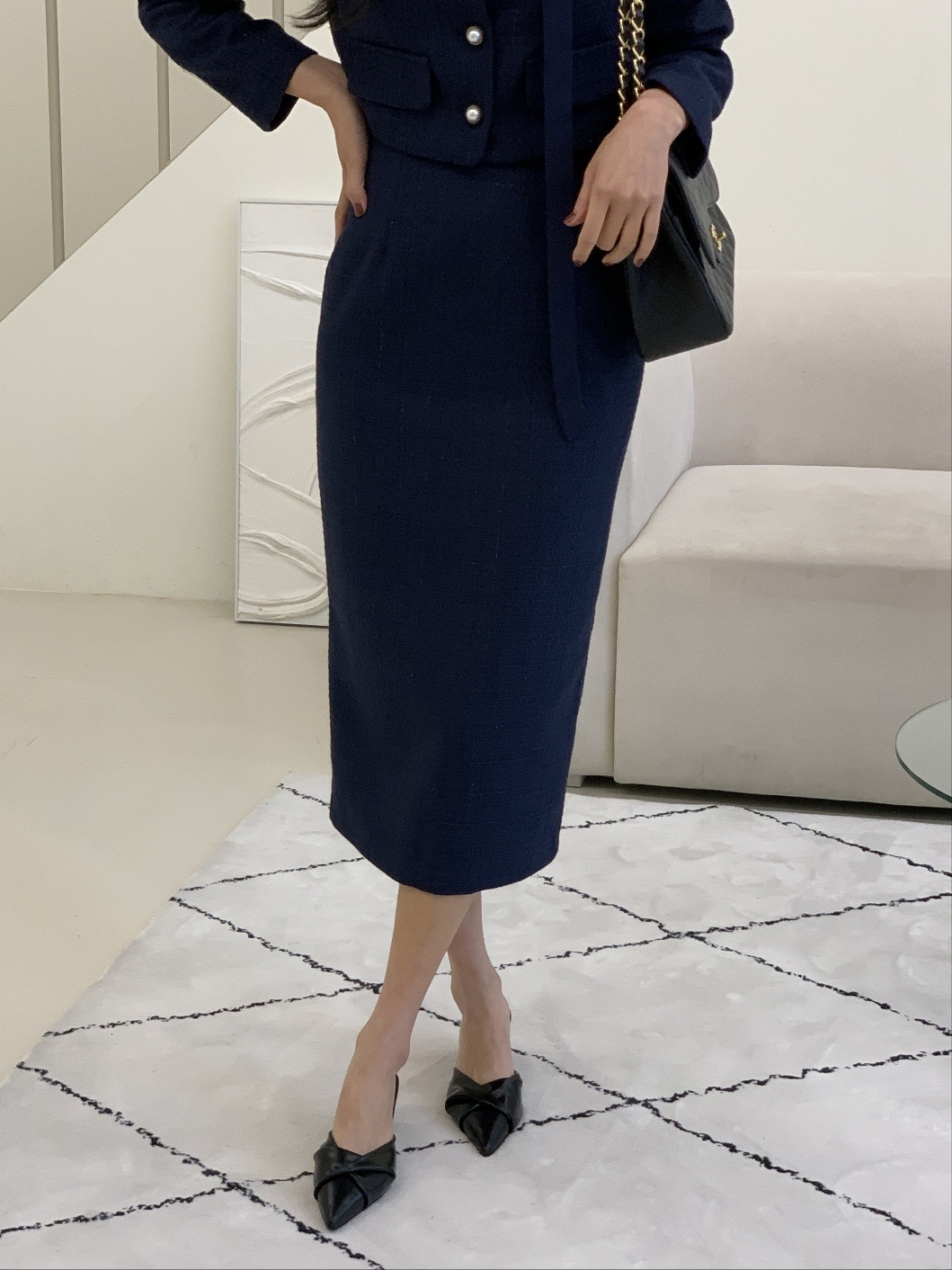 スカーフスクエアツイードジャケット&ダーツスリットスカートSET | 詳細画像3