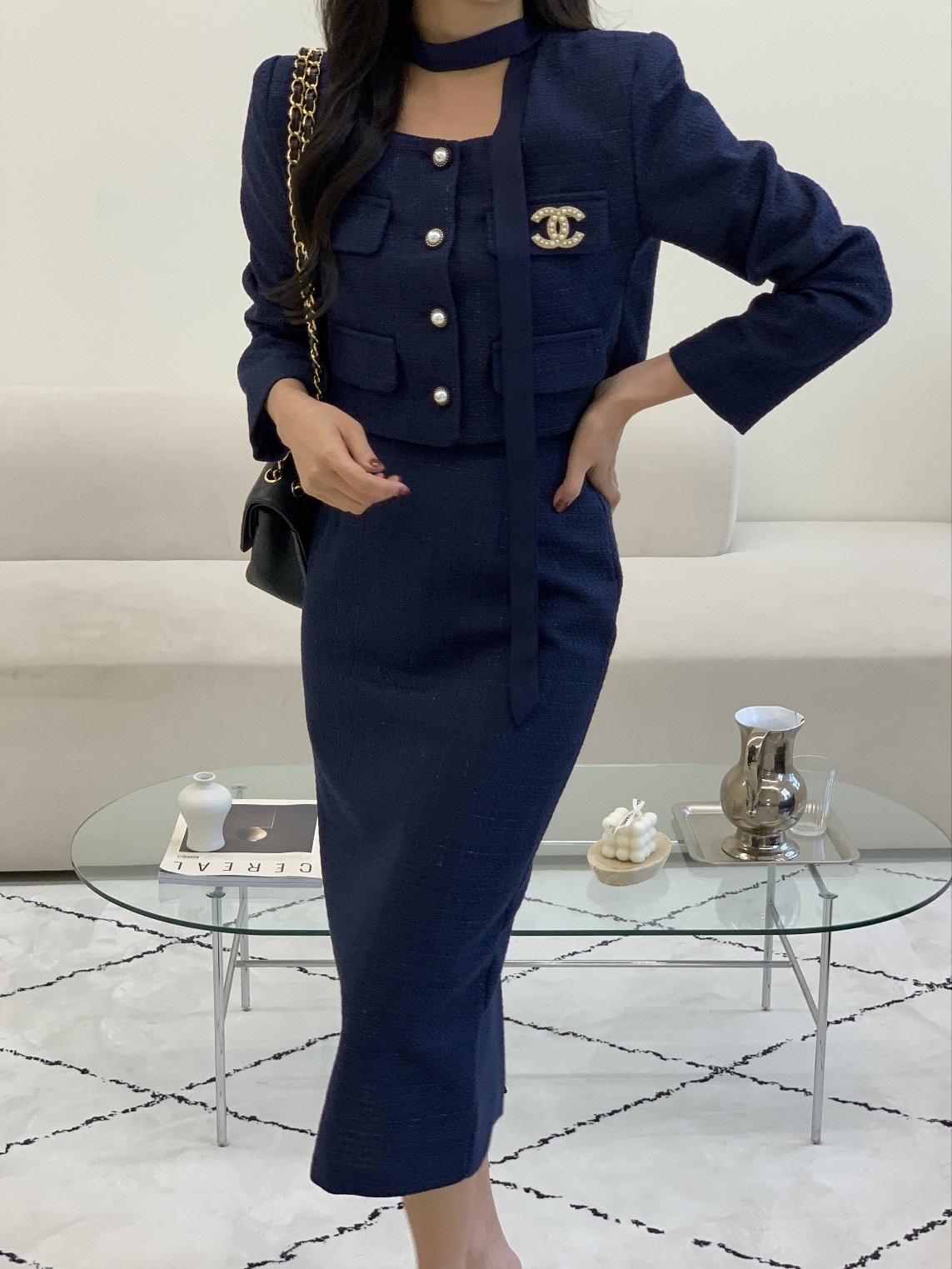 スカーフスクエアツイードジャケット&ダーツスリットスカートSET | 詳細画像5