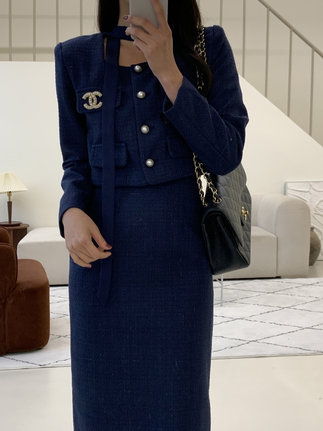 スカーフスクエアツイードジャケット&ダーツスリットスカートSET | 詳細画像6