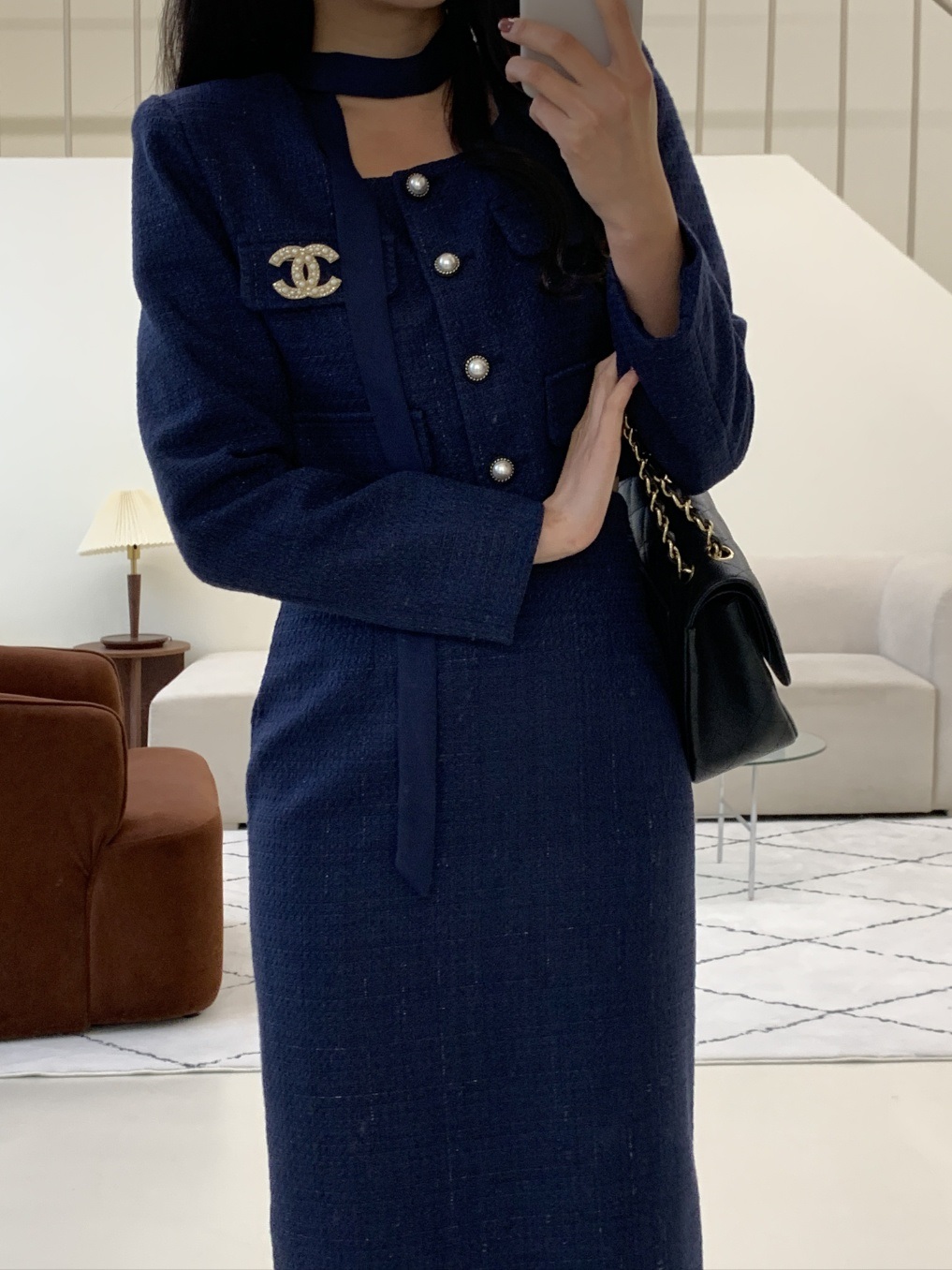 スカーフスクエアツイードジャケット&ダーツスリットスカートSET | 詳細画像7