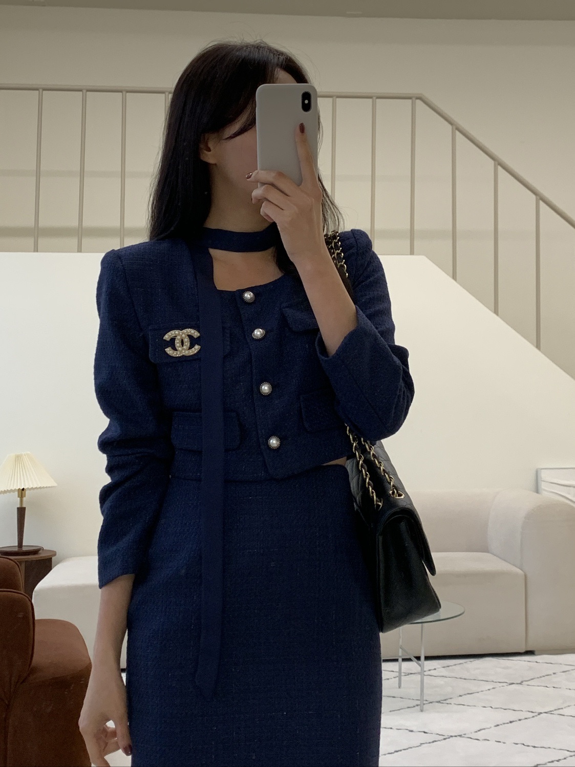 スカーフスクエアツイードジャケット&ダーツスリットスカートSET | 詳細画像8