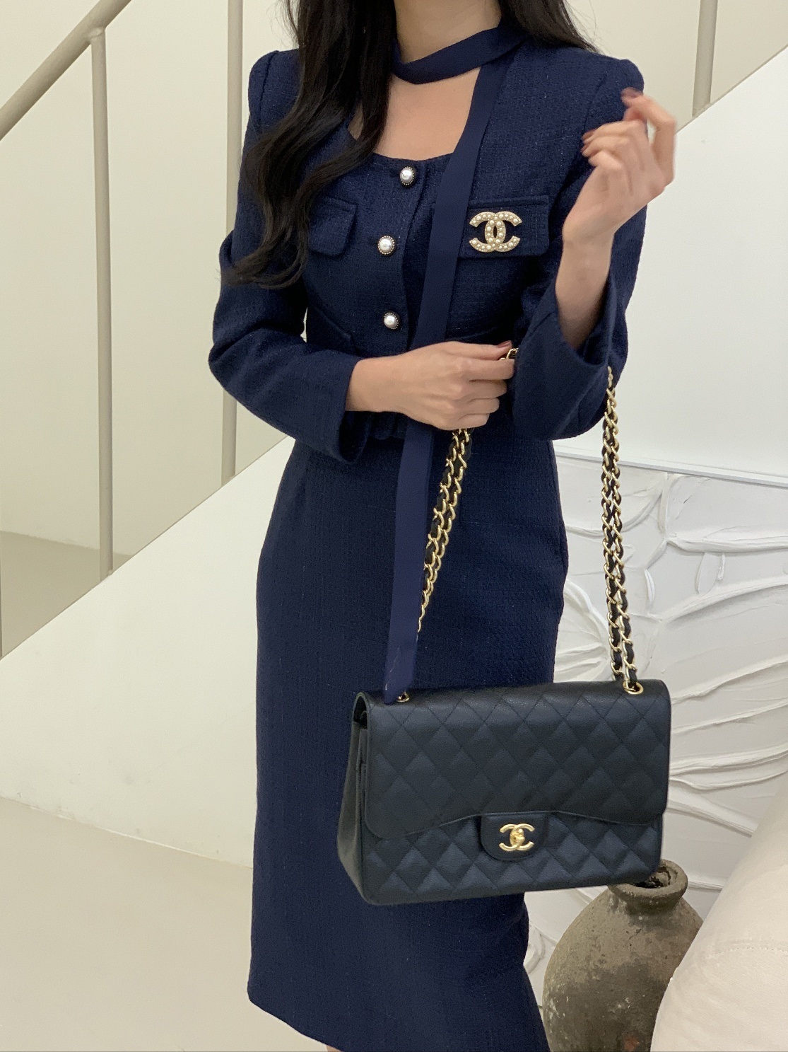 スカーフスクエアツイードジャケット&ダーツスリットスカートSET | 詳細画像12