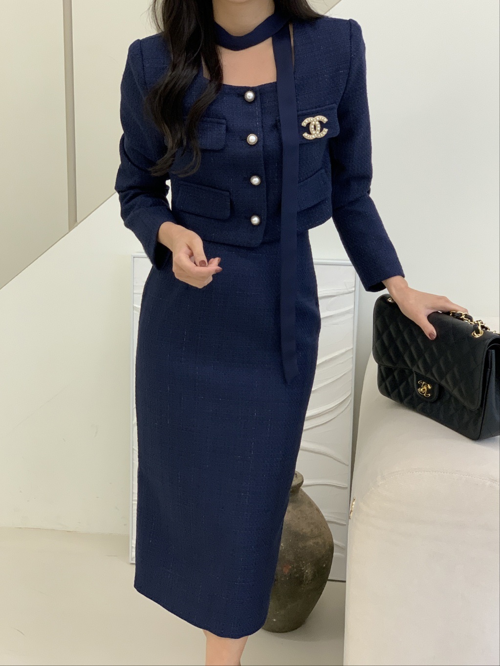 スカーフスクエアツイードジャケット&ダーツスリットスカートSET | 詳細画像14