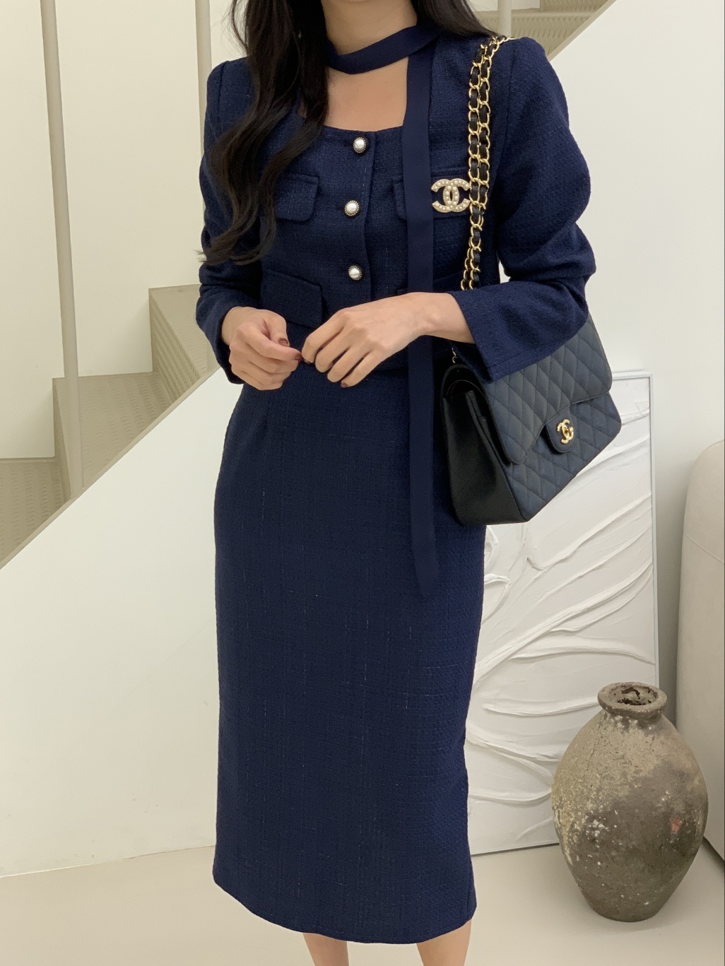 スカーフスクエアツイードジャケット&ダーツスリットスカートSET | 詳細画像16