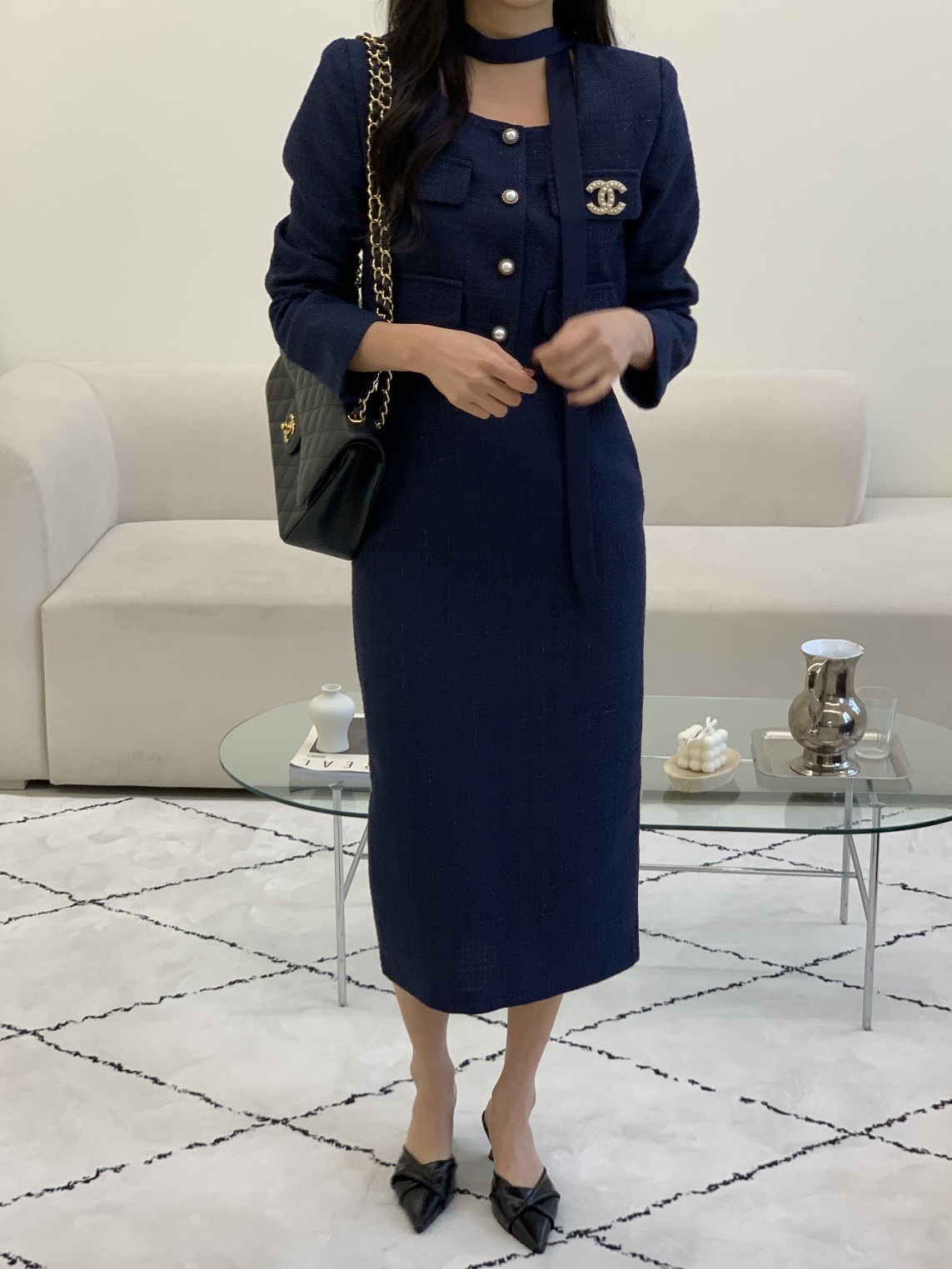 スカーフスクエアツイードジャケット&ダーツスリットスカートSET | 詳細画像17