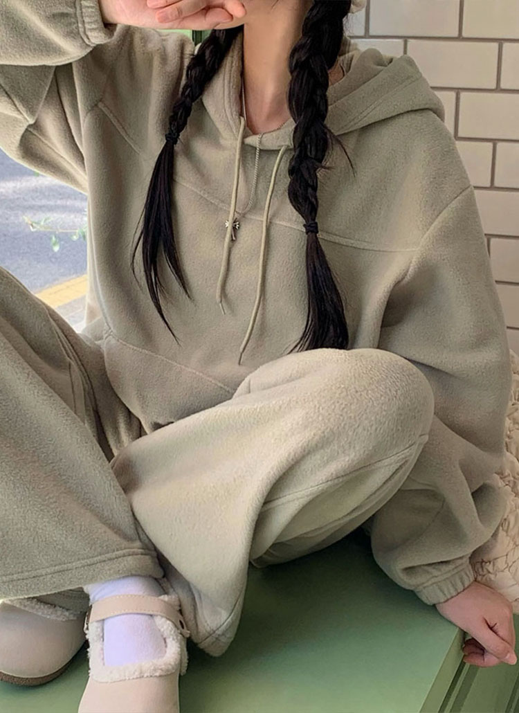 こー　クレイル CLEL パーカー、スウェットパンツセット beidelli made]両起毛パーカー&2WAYワイドスウェットパンツSET