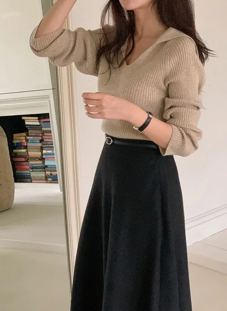 オープンセーラーカラーリブニット | cherrykoko | 詳細画像1