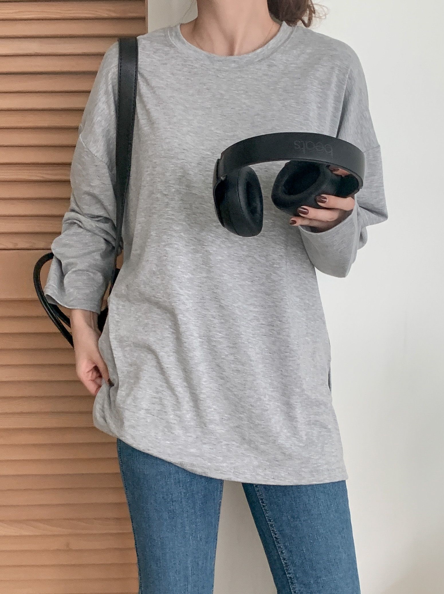 裏起毛ラウンドスリットルーズTシャツ | 詳細画像13