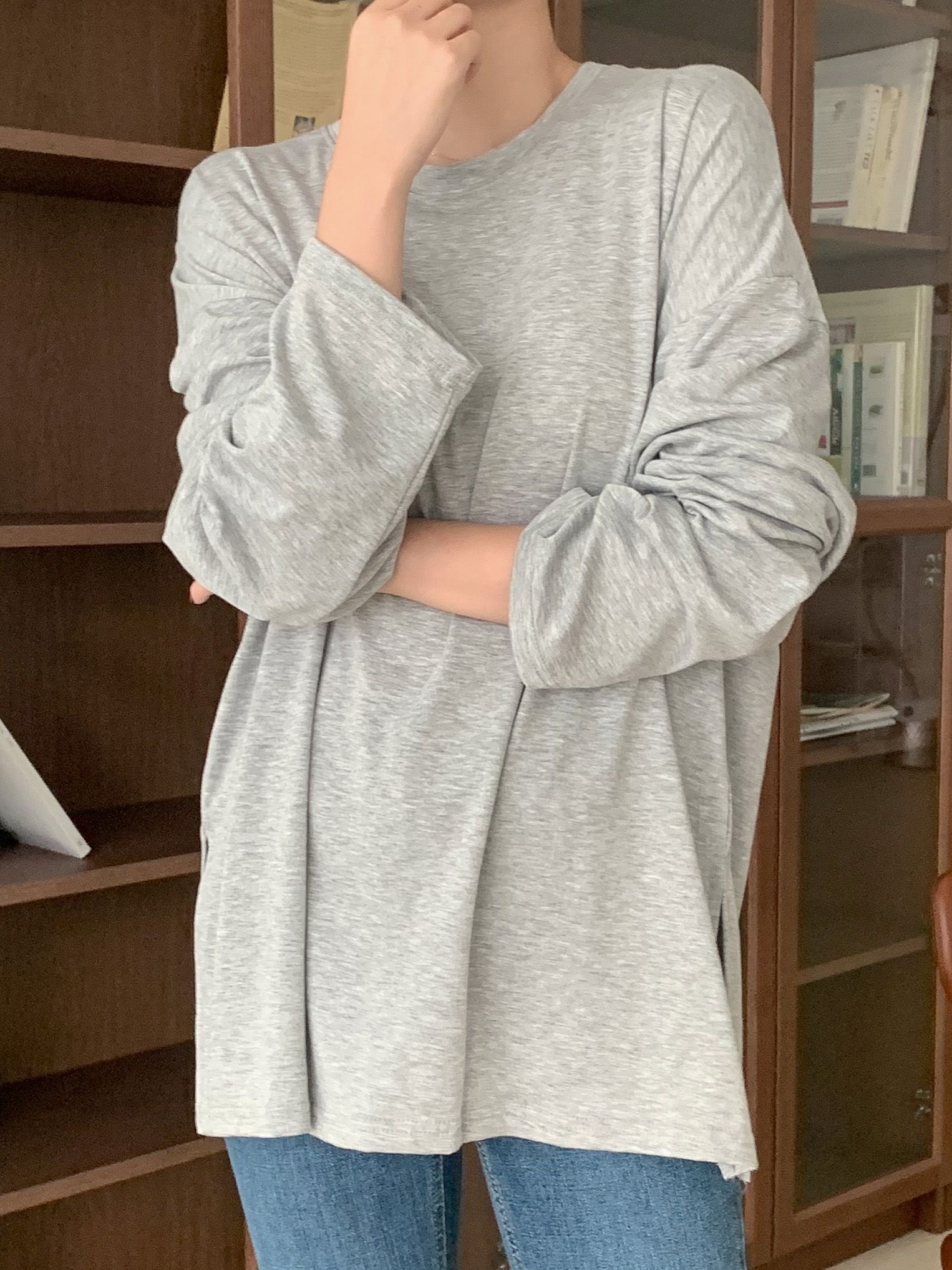 裏起毛ラウンドスリットルーズTシャツ | 詳細画像6