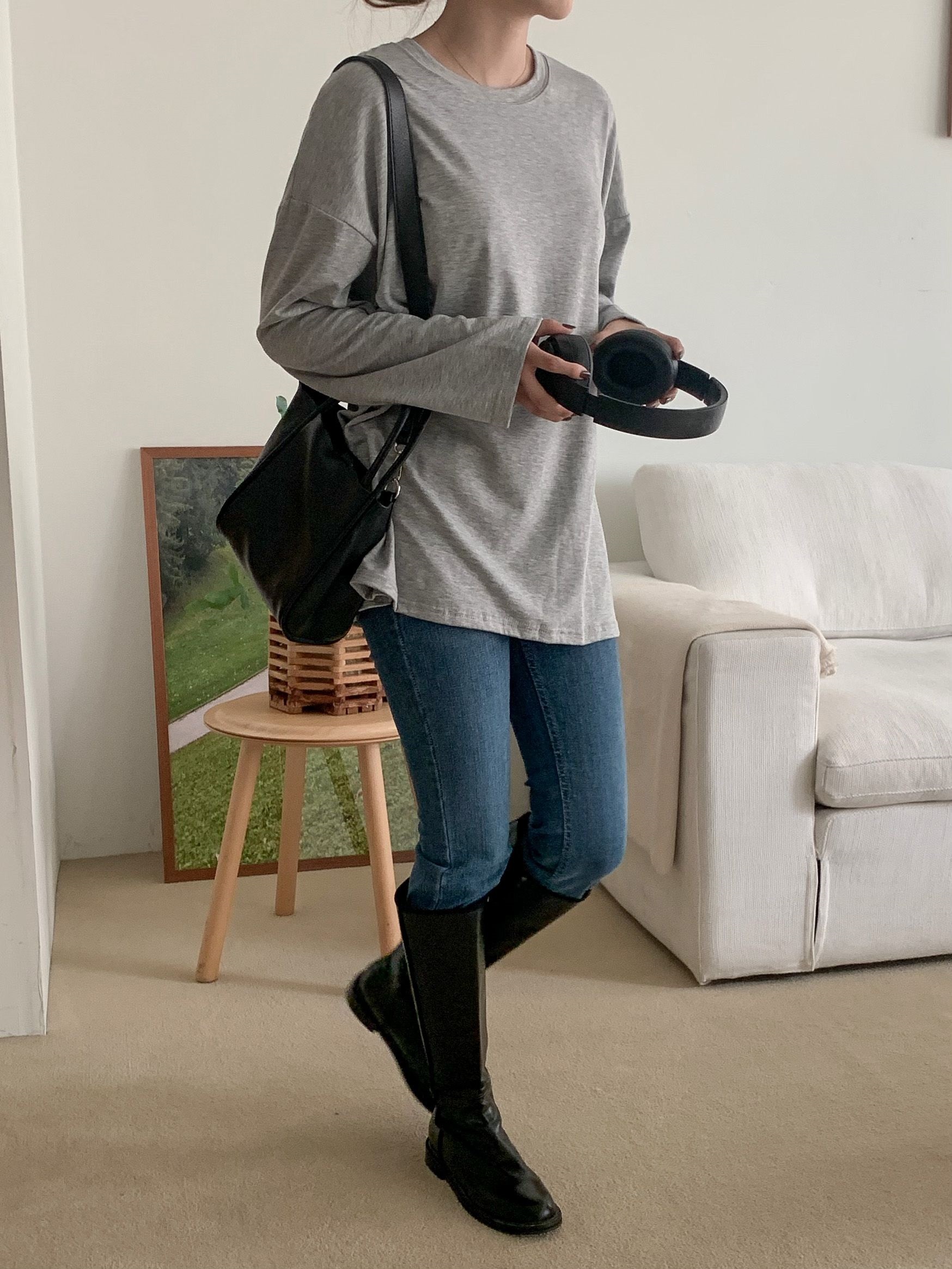 裏起毛ラウンドスリットルーズTシャツ | 詳細画像7