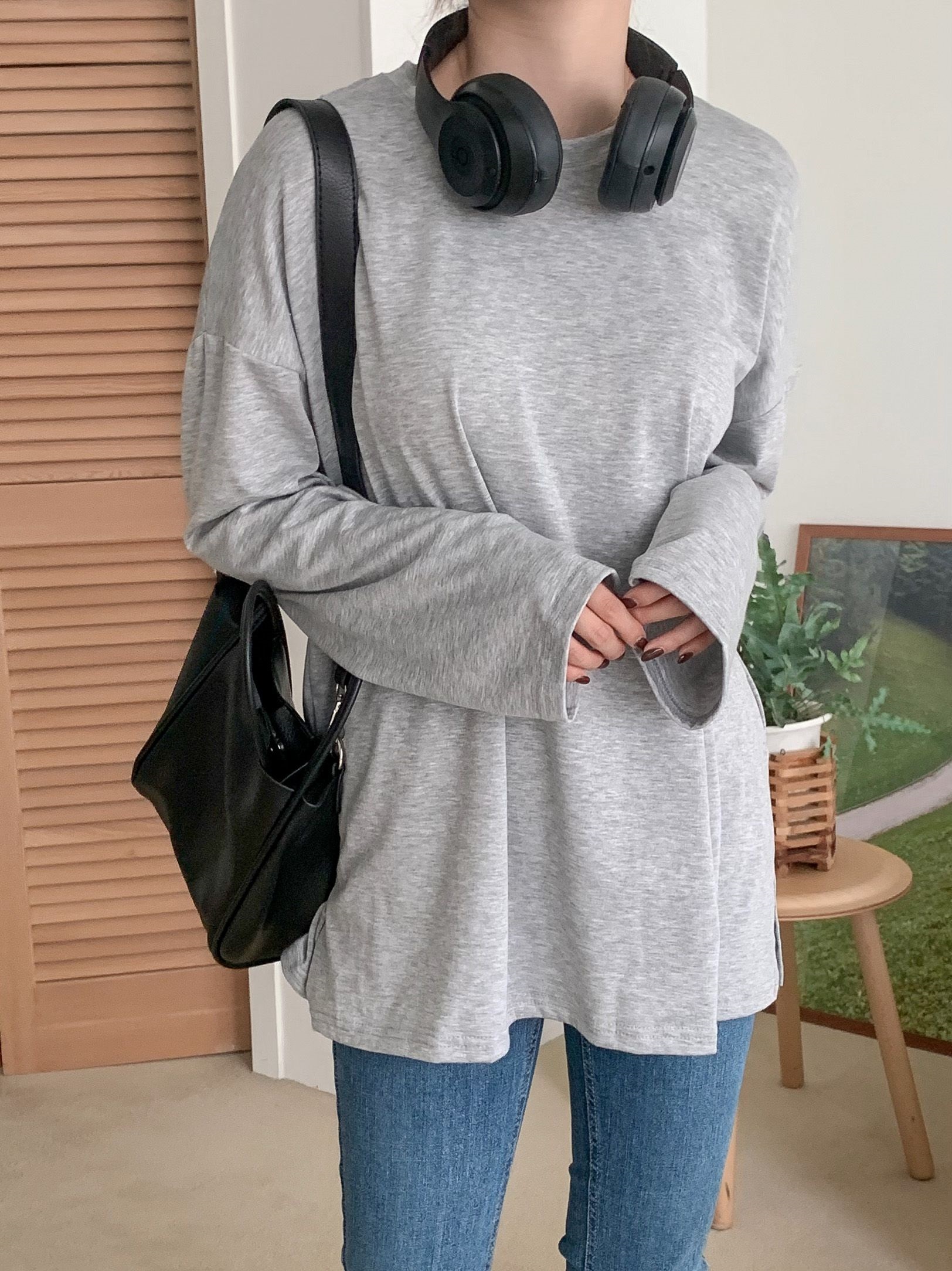 裏起毛ラウンドスリットルーズTシャツ | 詳細画像15