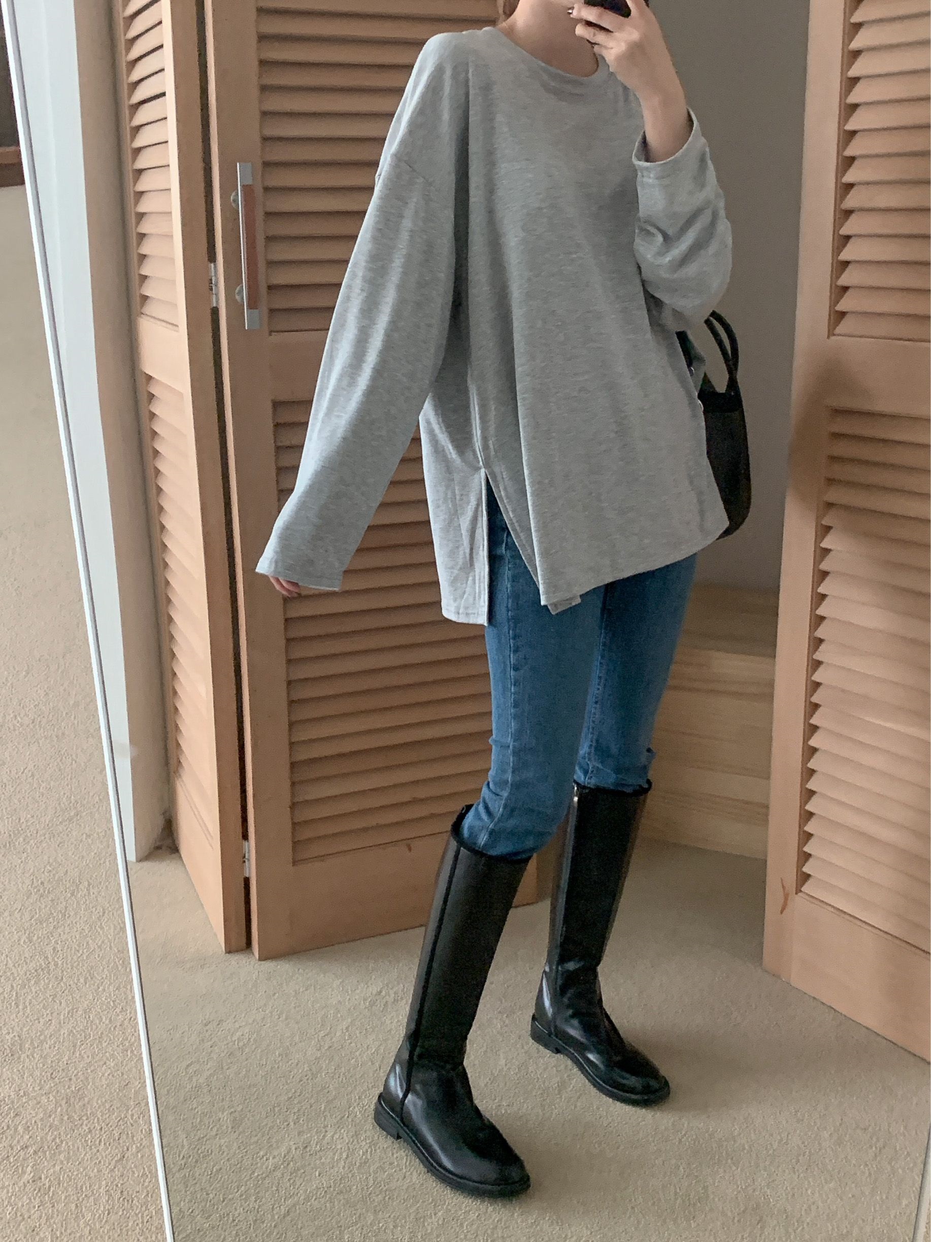 裏起毛ラウンドスリットルーズTシャツ | 詳細画像16