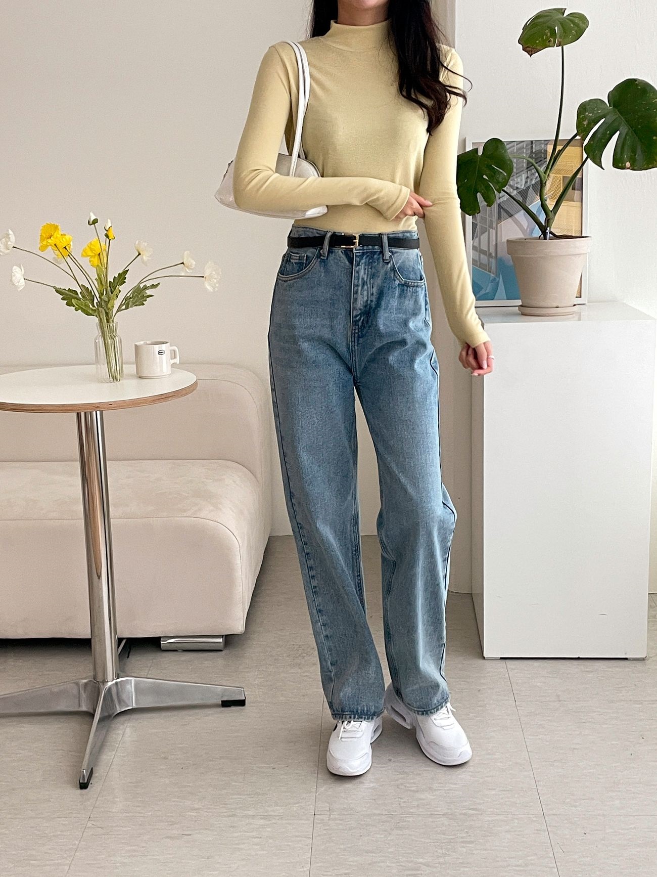 ハーフネックスリム長袖Tシャツ | レディースファッション通販
