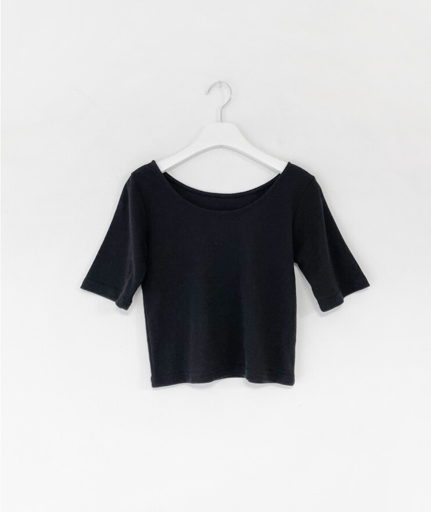 ワイドネッククロップド5分袖Tシャツ | 詳細画像20