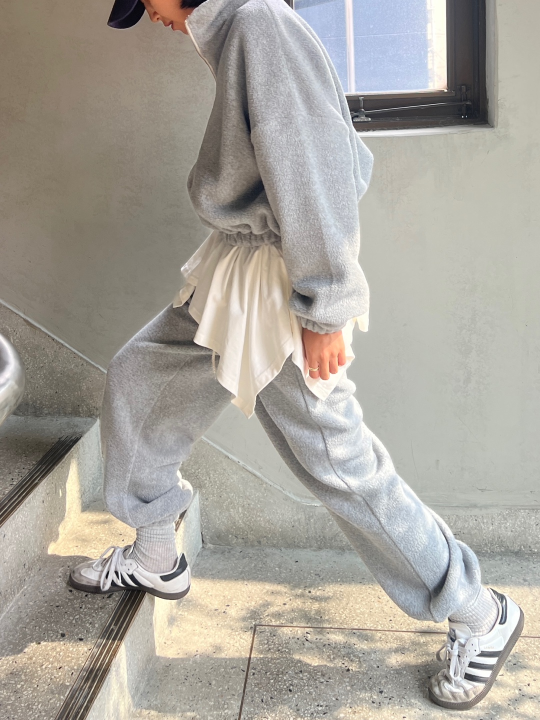 両起毛ハーフジップクロップドパーカー | 詳細画像12