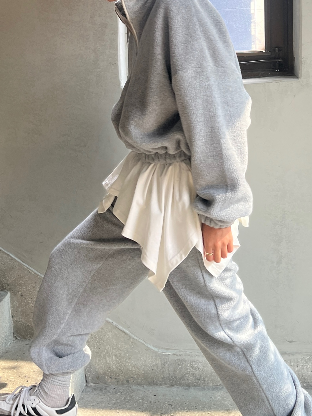 両起毛ハーフジップクロップドパーカー | 詳細画像13