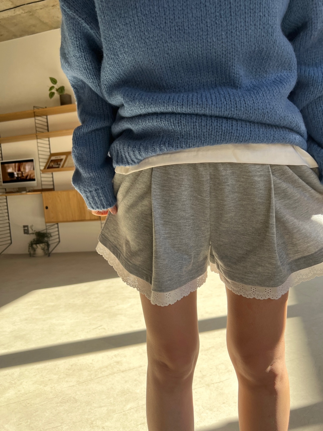 Cotton Washヘムレースショートパンツ Cotton Washヘムレースショートパンツ
