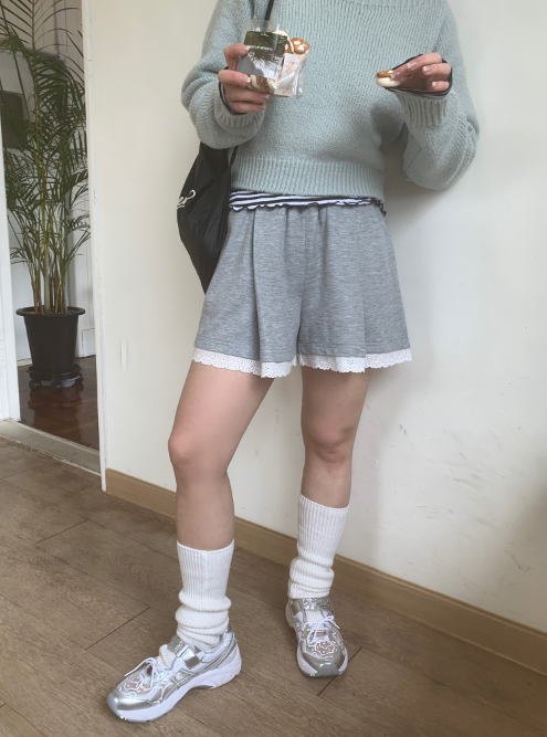 レースヘムタックスウェットショートパンツ | 詳細画像8