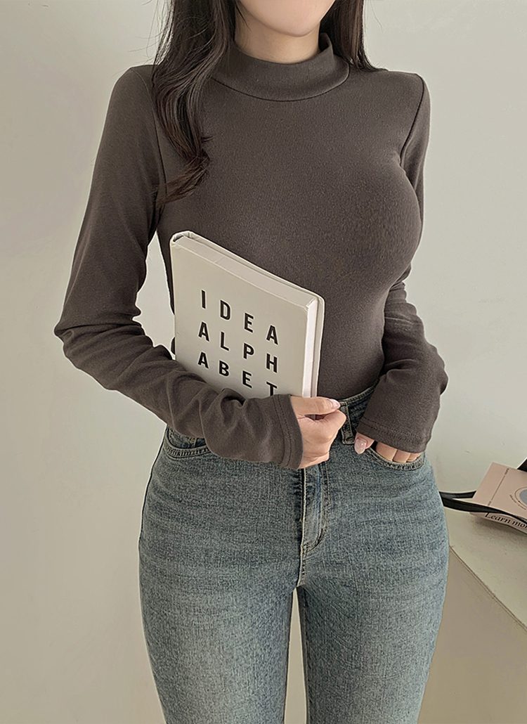 モックネックコットン長袖Tシャツ | レディースファッション通販 - DHOLIC