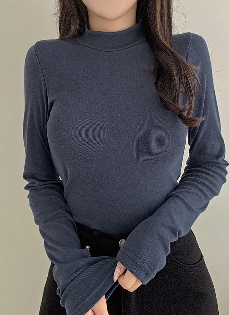 モックネックコットン長袖Tシャツ | レディースファッション通販 - DHOLIC