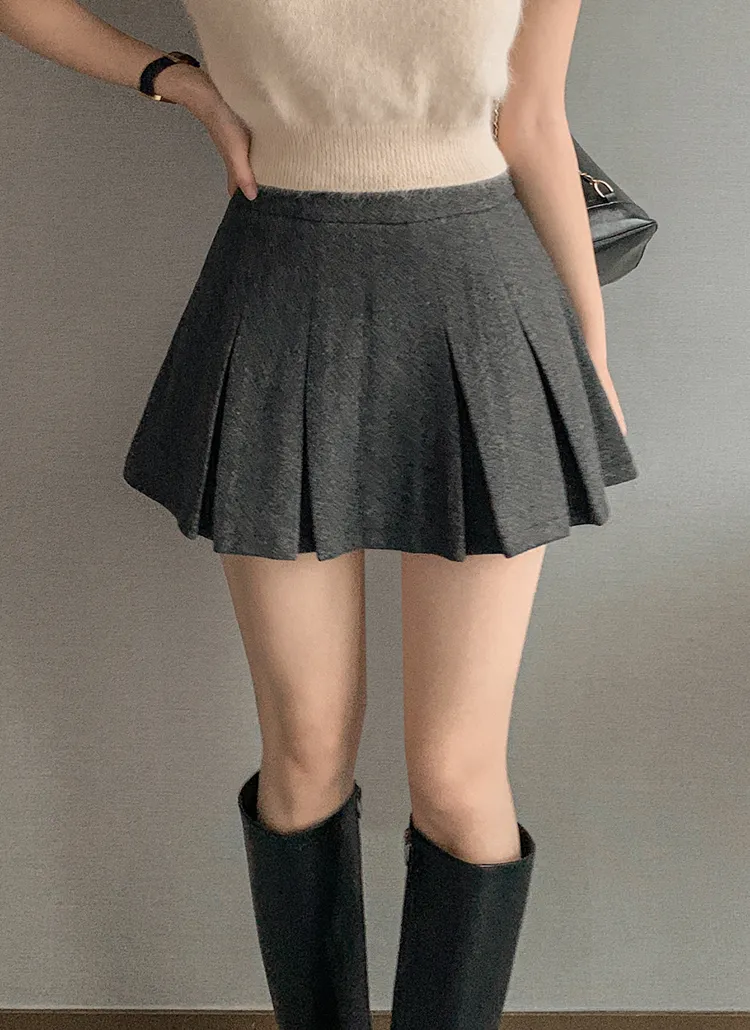 ローライズメルトンタッチプリーツミニスカートパンツ | highclassic | 詳細画像1