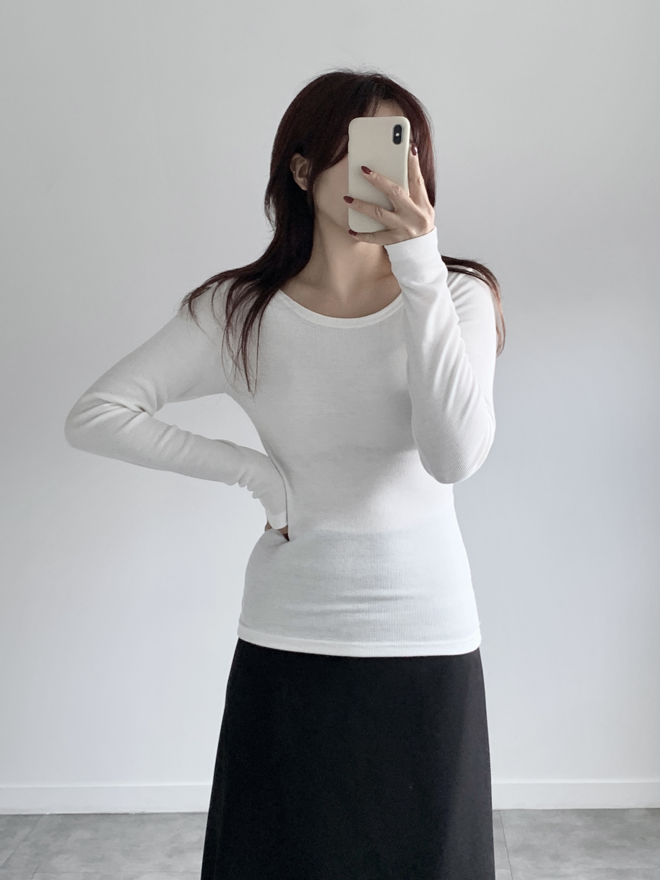 裏起毛ワイドネックリブ長袖Tシャツ | 詳細画像3