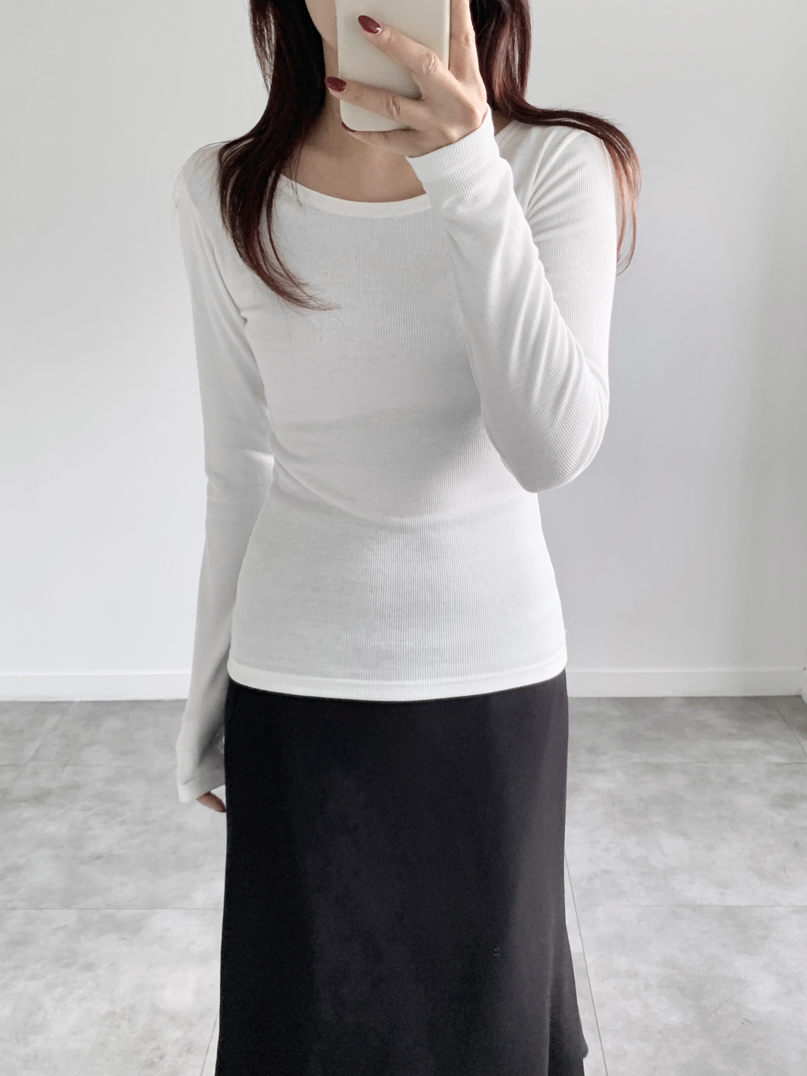 裏起毛ワイドネックリブ長袖Tシャツ | 詳細画像6