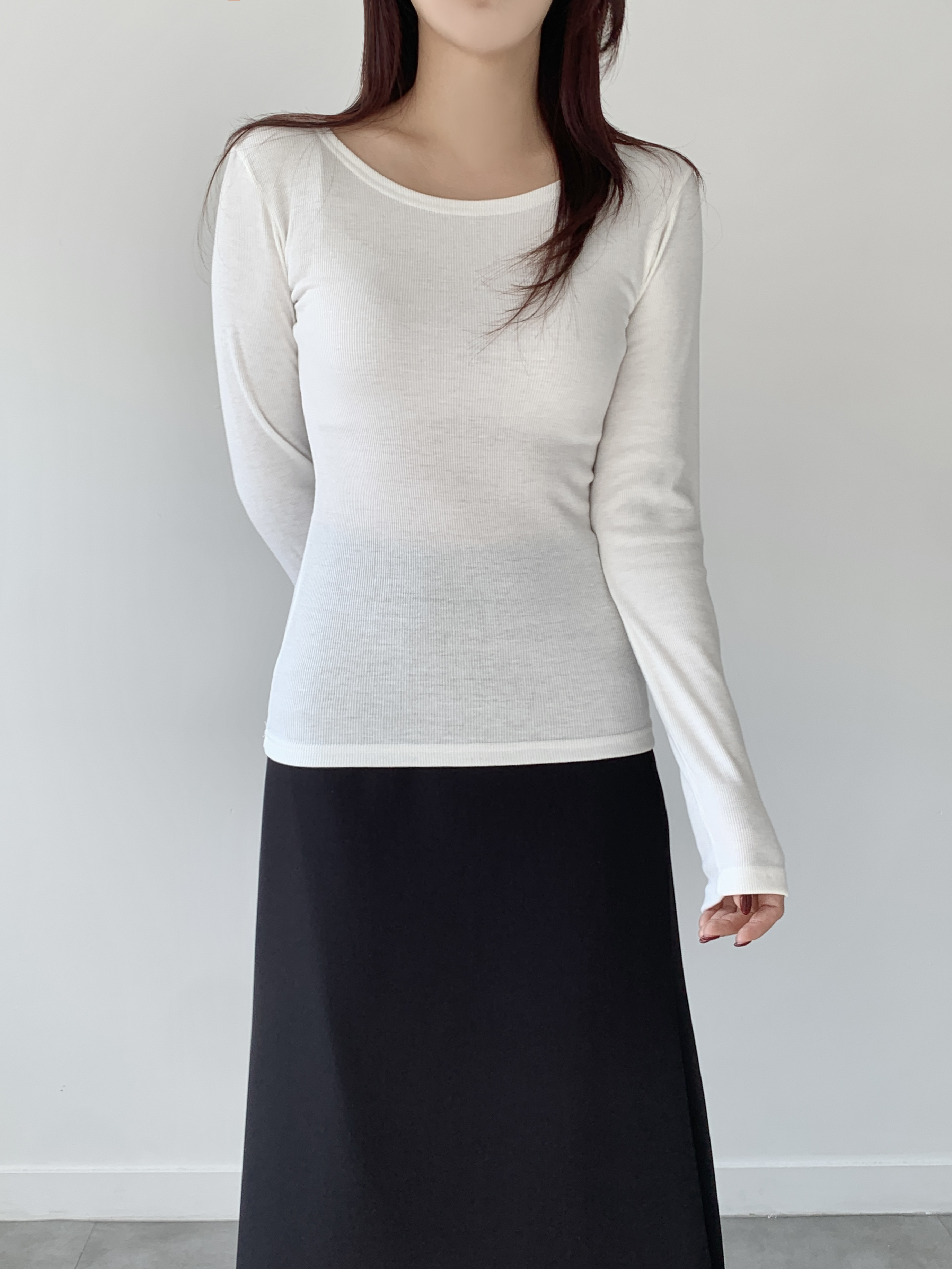 裏起毛ワイドネックリブ長袖Tシャツ | 詳細画像17