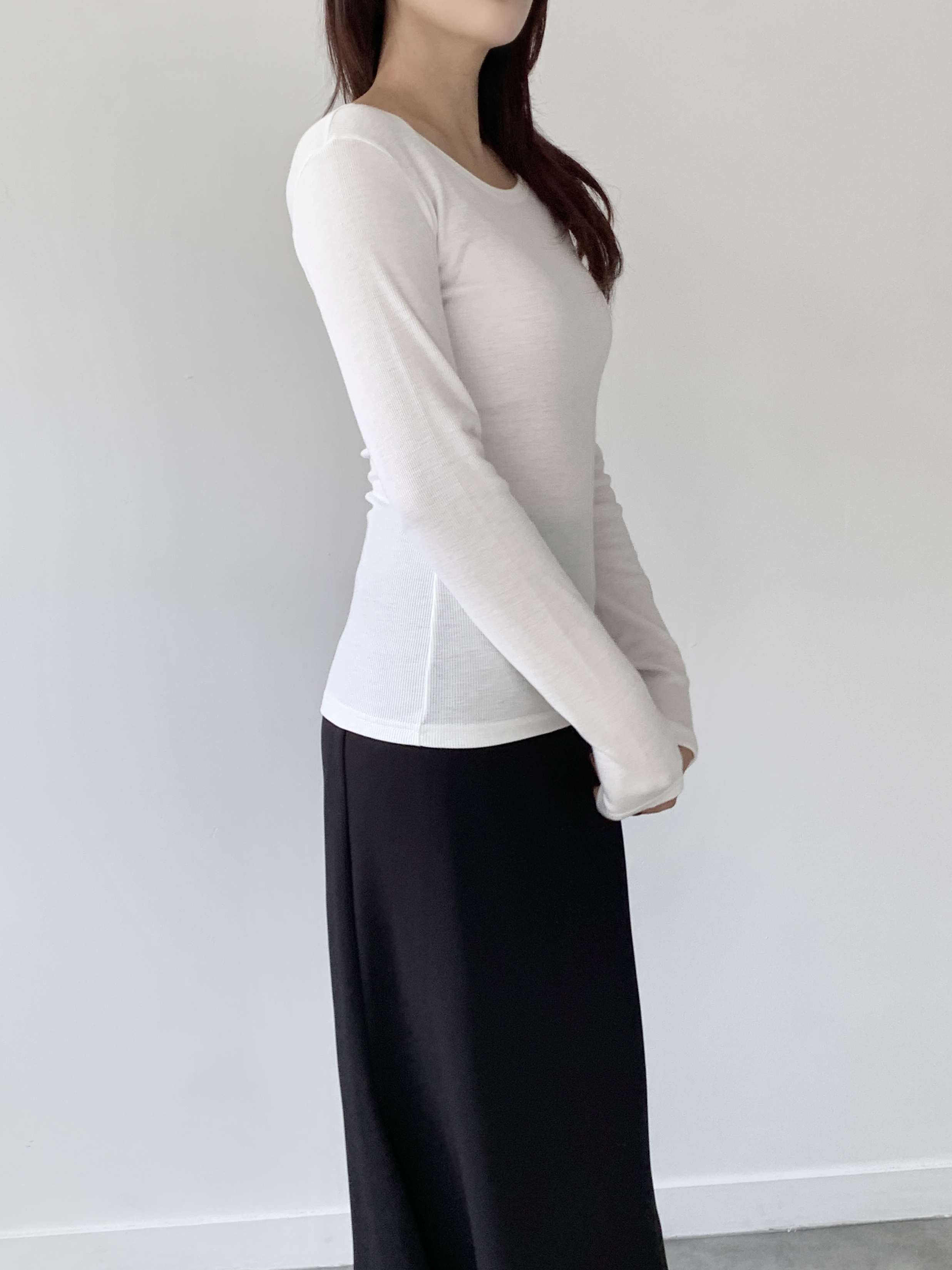 裏起毛ワイドネックリブ長袖Tシャツ | 詳細画像16