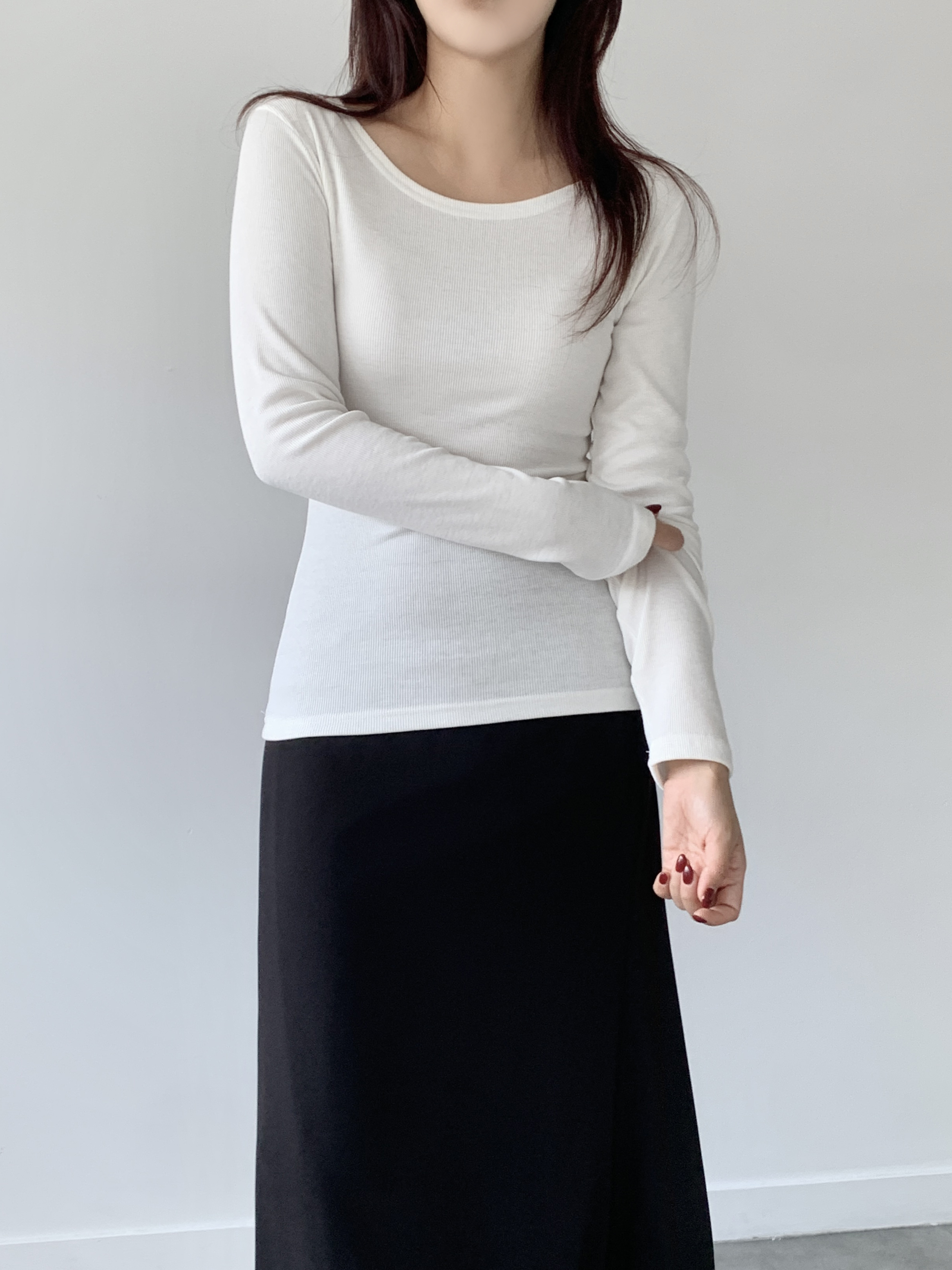 裏起毛ワイドネックリブ長袖Tシャツ | 詳細画像14