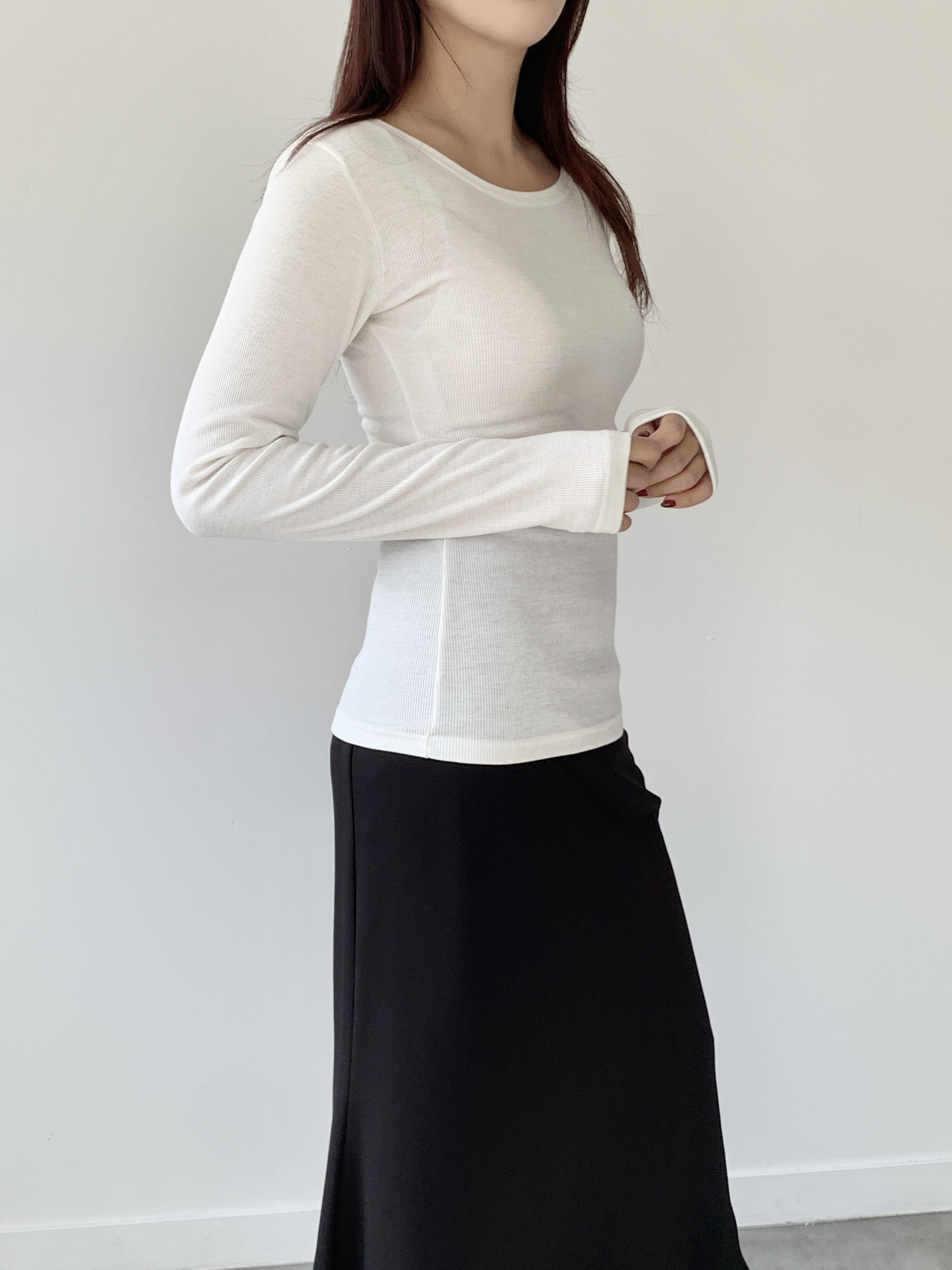 裏起毛ワイドネックリブ長袖Tシャツ | 詳細画像10