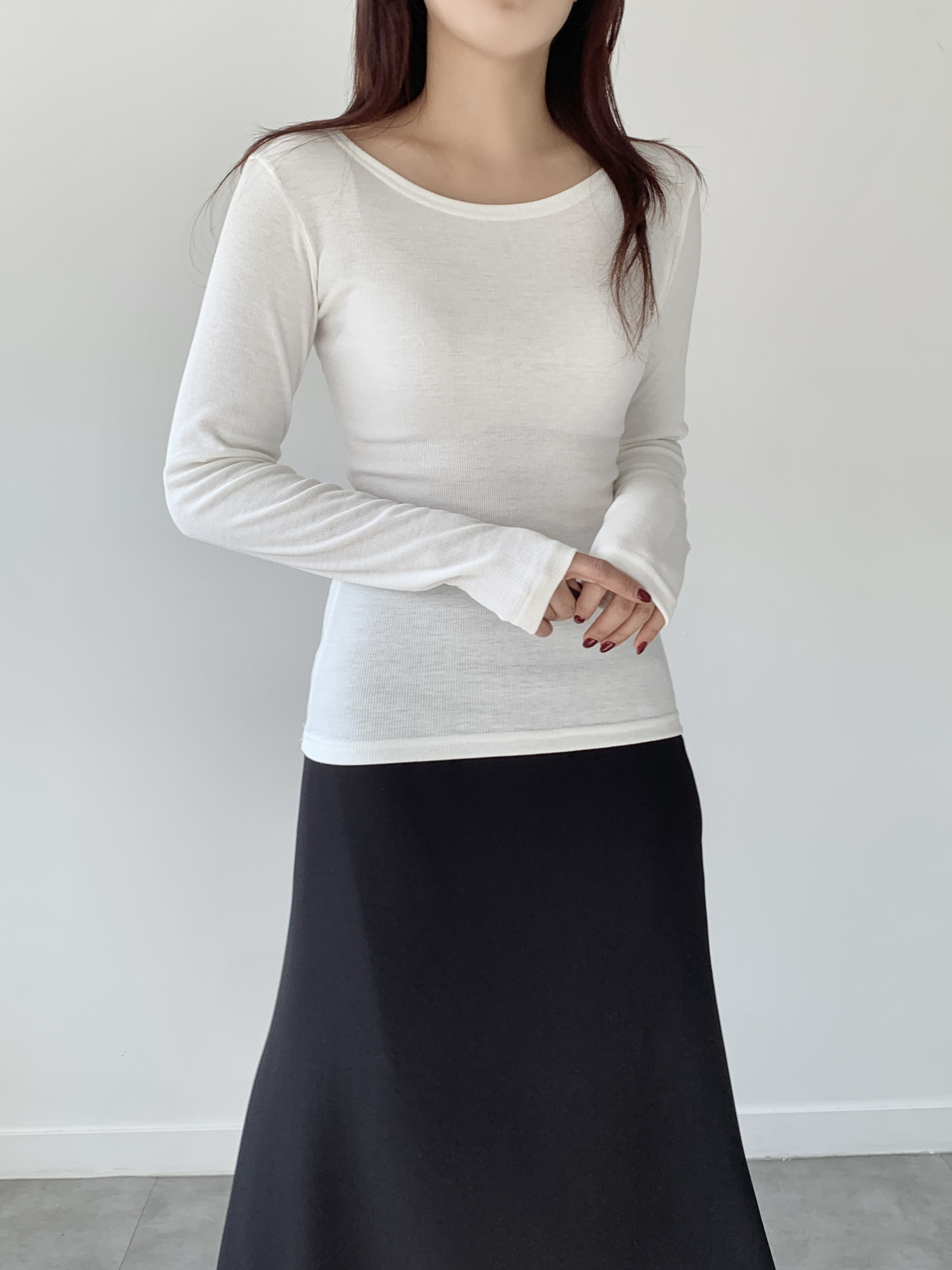 裏起毛ワイドネックリブ長袖Tシャツ | 詳細画像19