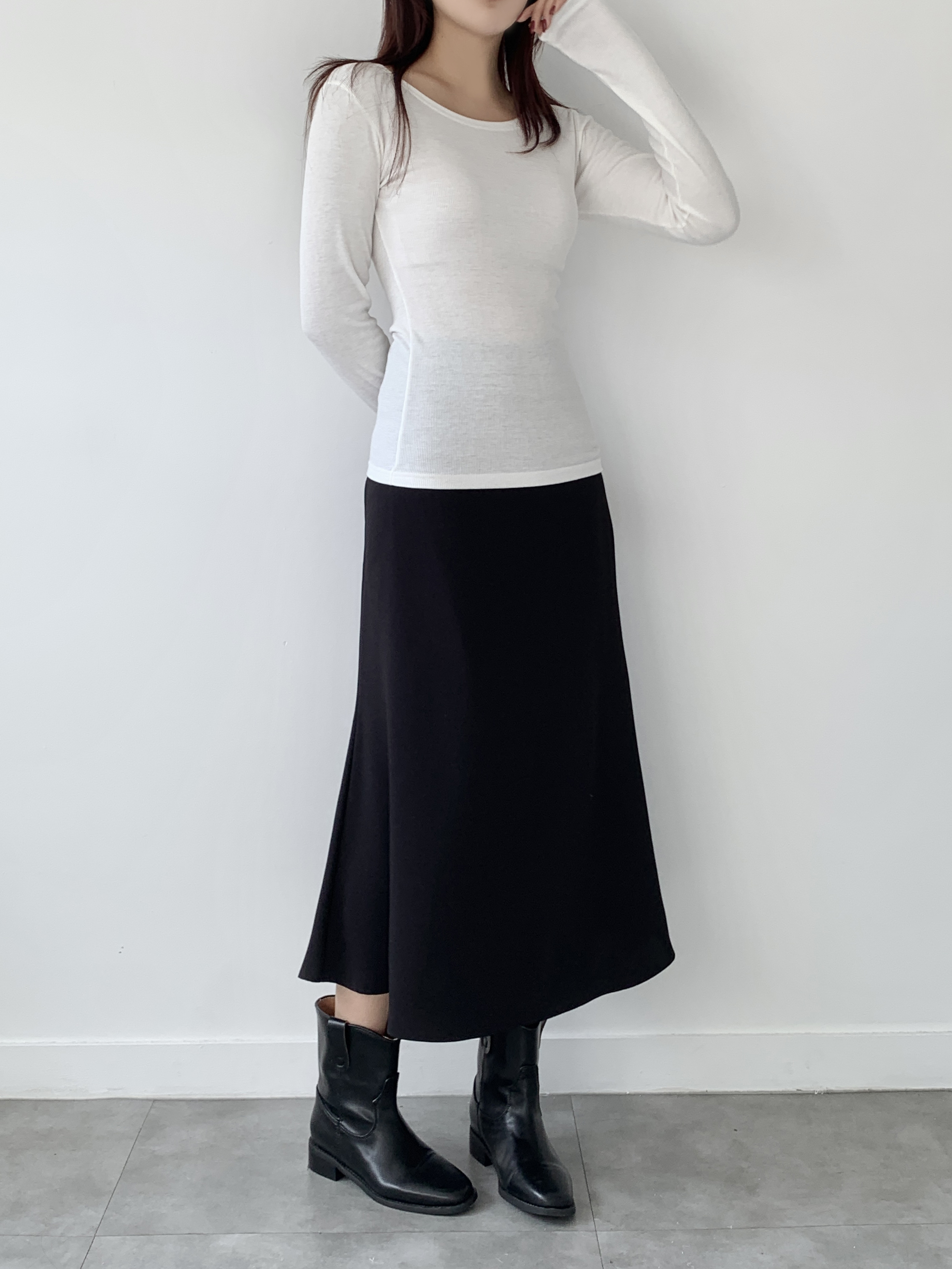 裏起毛ワイドネックリブ長袖Tシャツ | 詳細画像15