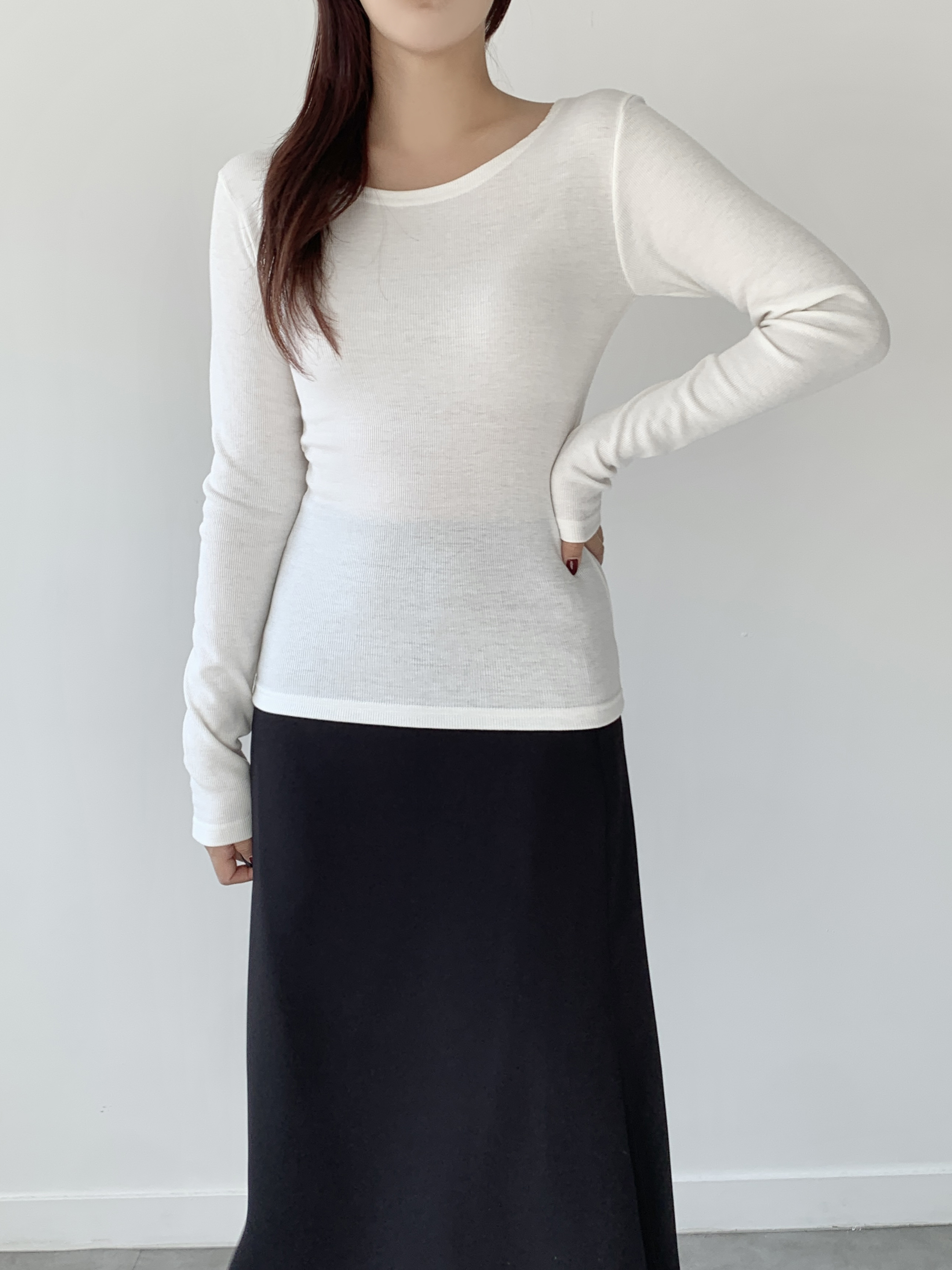 裏起毛ワイドネックリブ長袖Tシャツ | 詳細画像11